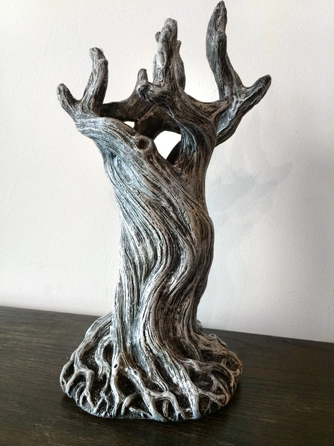 Tree Vase, White Finish | Unique Woodland Rustic Home Decor | Resin Sculpture Flower Vase, Nature Gift and Earthy Home Decor