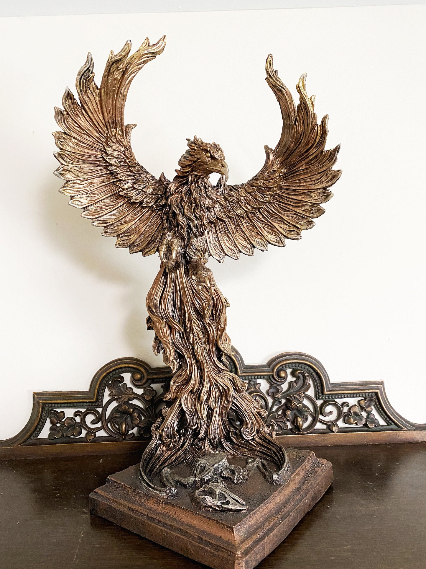 Phoenix Rising Statue, Large Version | Mythical Creature Figurine | Unique Legendary Flaming Phoenix Figurine. Fantasy Art Decor Gift