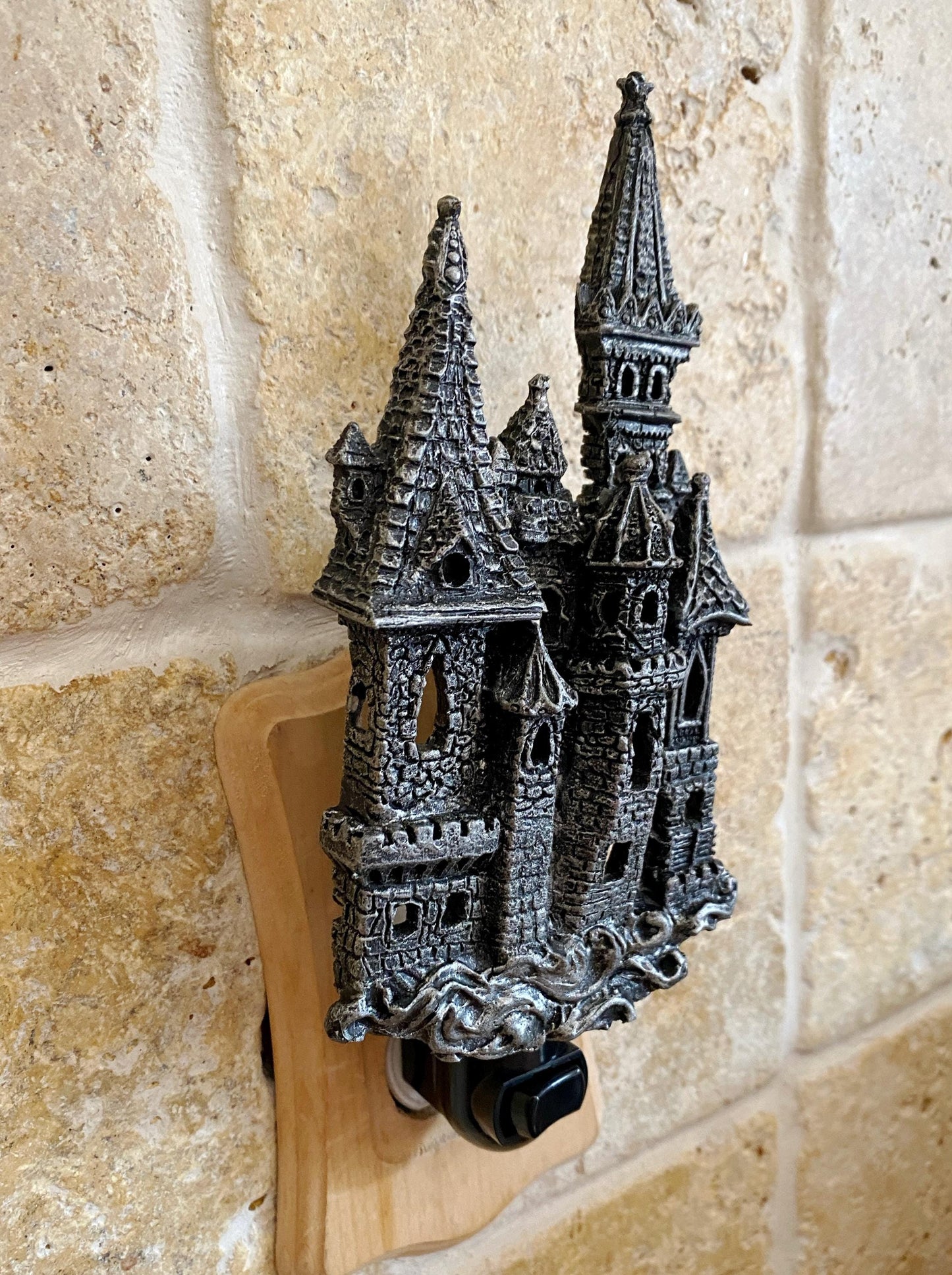 Medieval Castle Nightlight, Hand Painted Resin Sculpture | Victorian Gothic Night Light | Castle Lighting for Gothic Fantasy Home Decor