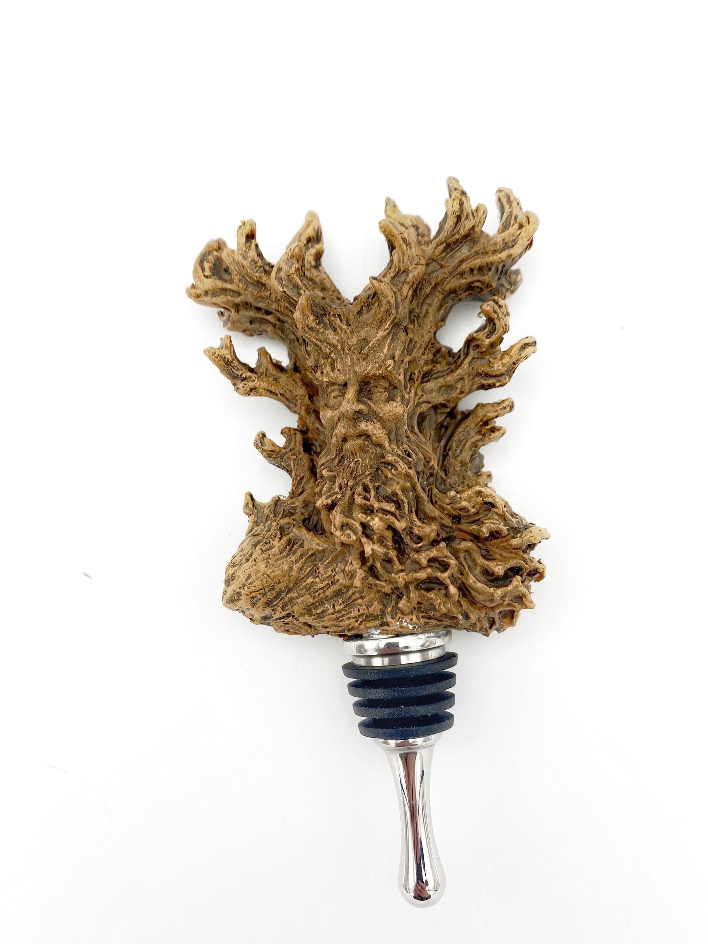 Cernunnos/ Green Man Winestopper, Hand Sculpted Resin, Mythic Fantasy Art Barware | Nature Bottle Stopper | Fantasy Wine and Barware Gift