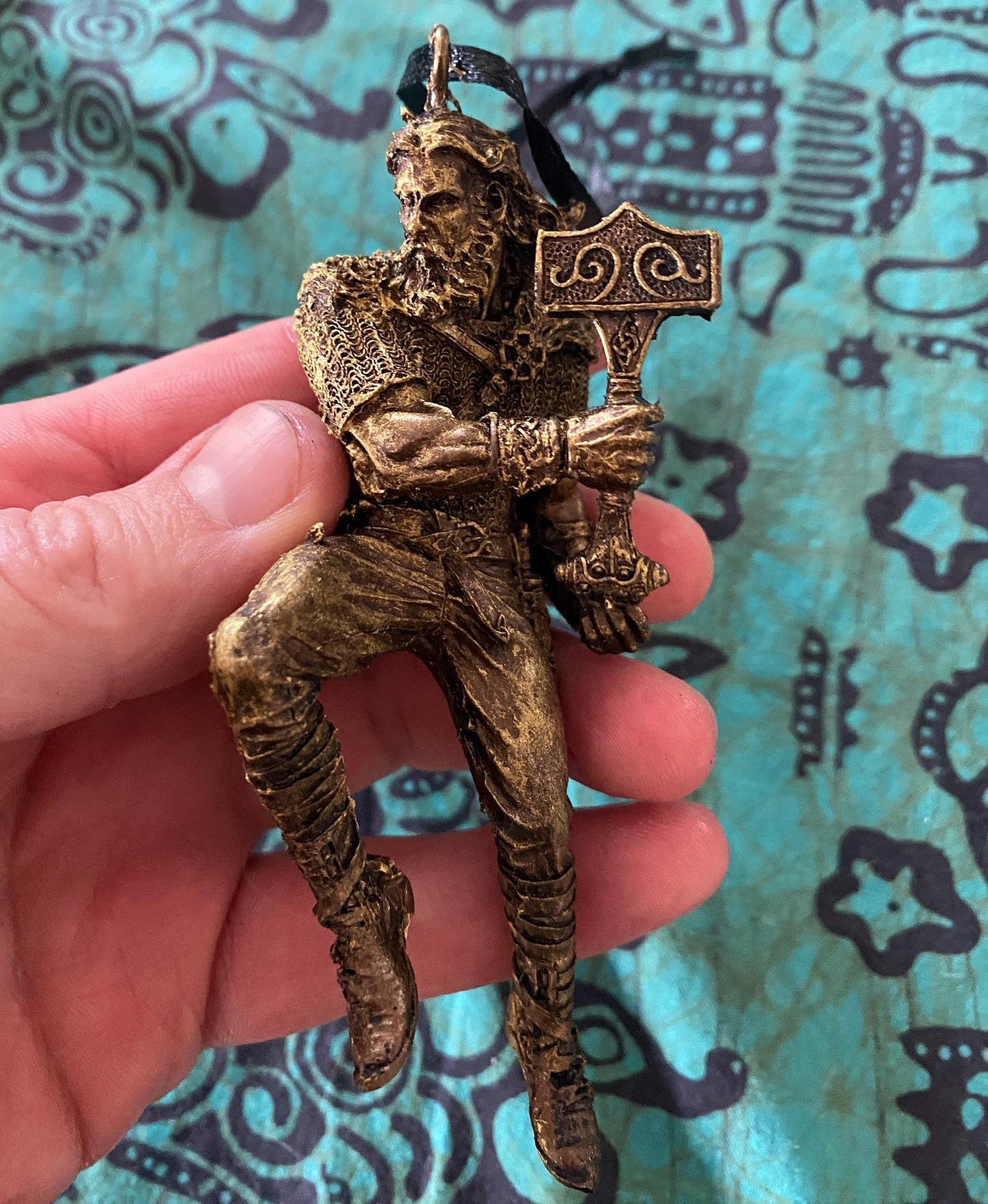 Thor Ornament, Hand Painted Resin Sculpture | Norse Mythology Figurine |Myths and Legends God of Thunder Ornament, Fantasy Art Holiday Decor