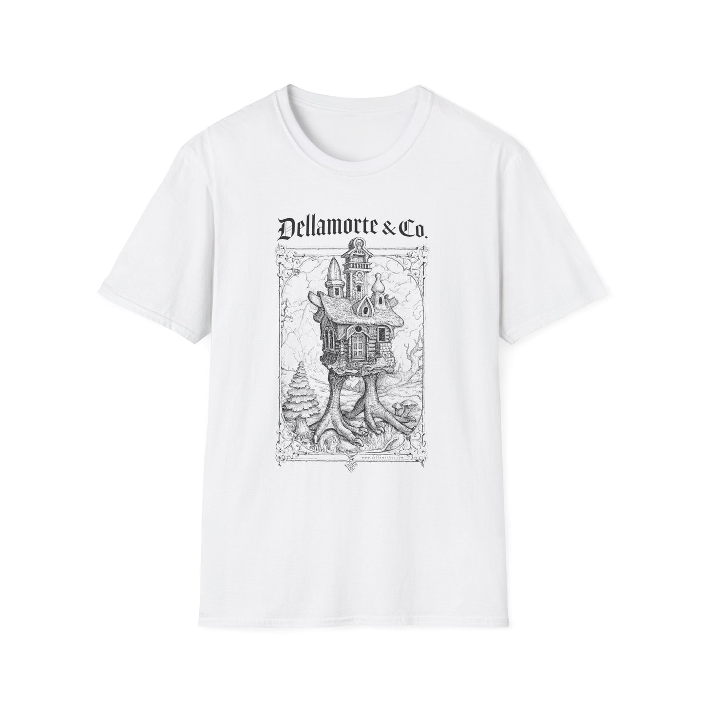 Baba Yaga Hut Shirt | Slavic Folklore Witch House Tee by Dellamorte Art | Chicken-Leg Hut T-Shirt | Dark Fairytale Gothic Apparel