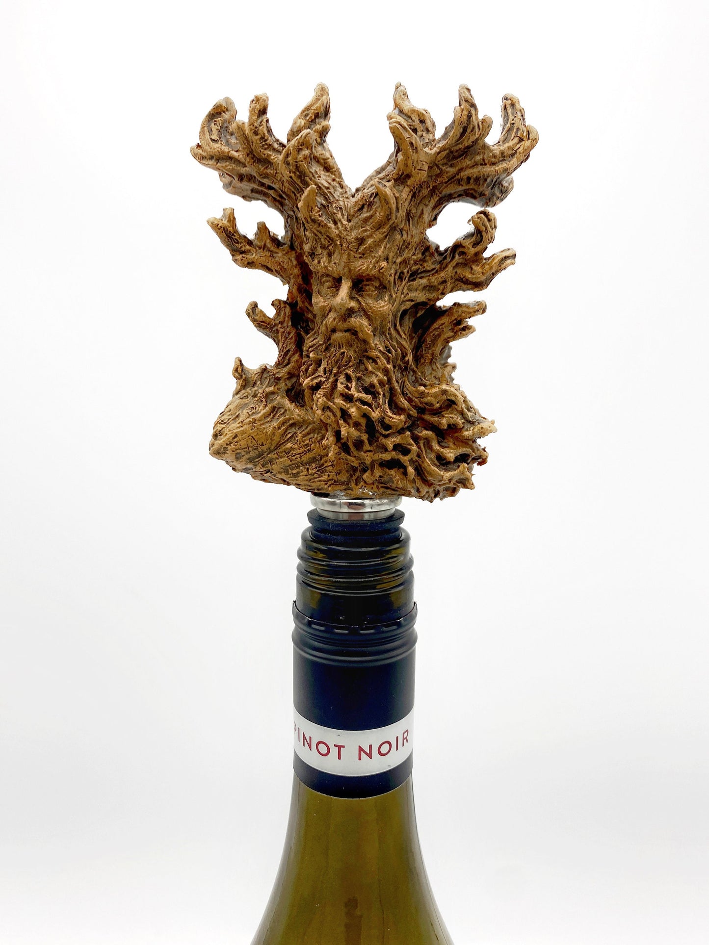 Cernunnos/ Green Man Winestopper, Hand Sculpted Resin, Mythic Fantasy Art Barware | Nature Bottle Stopper | Fantasy Wine and Barware Gift