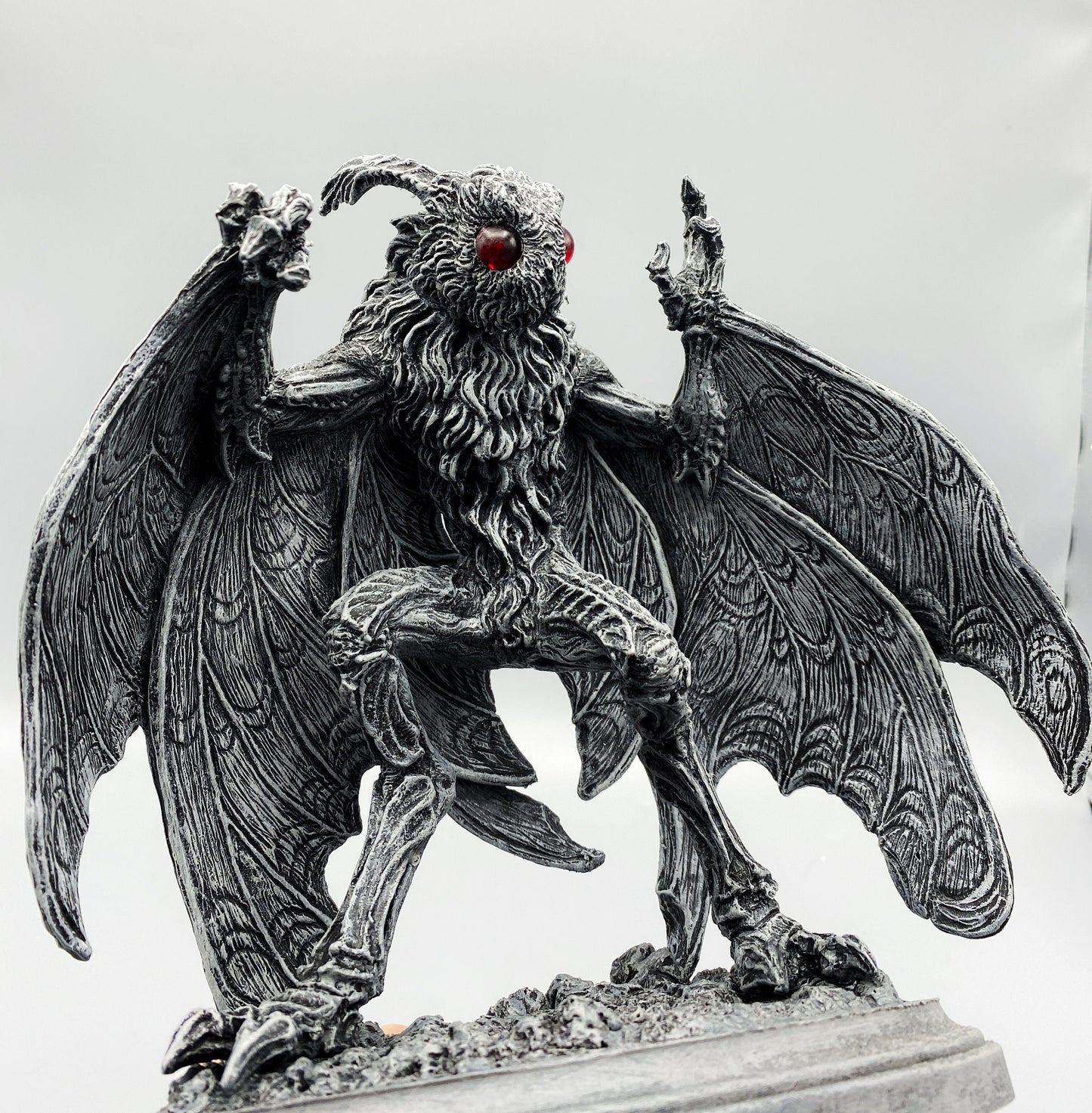 Mothman Statue, Hand Painted Resin Sculpture | Cryptozoology Creature Figurine | Urban Legend Moth Man Monster Figurine, Horror Art Decor