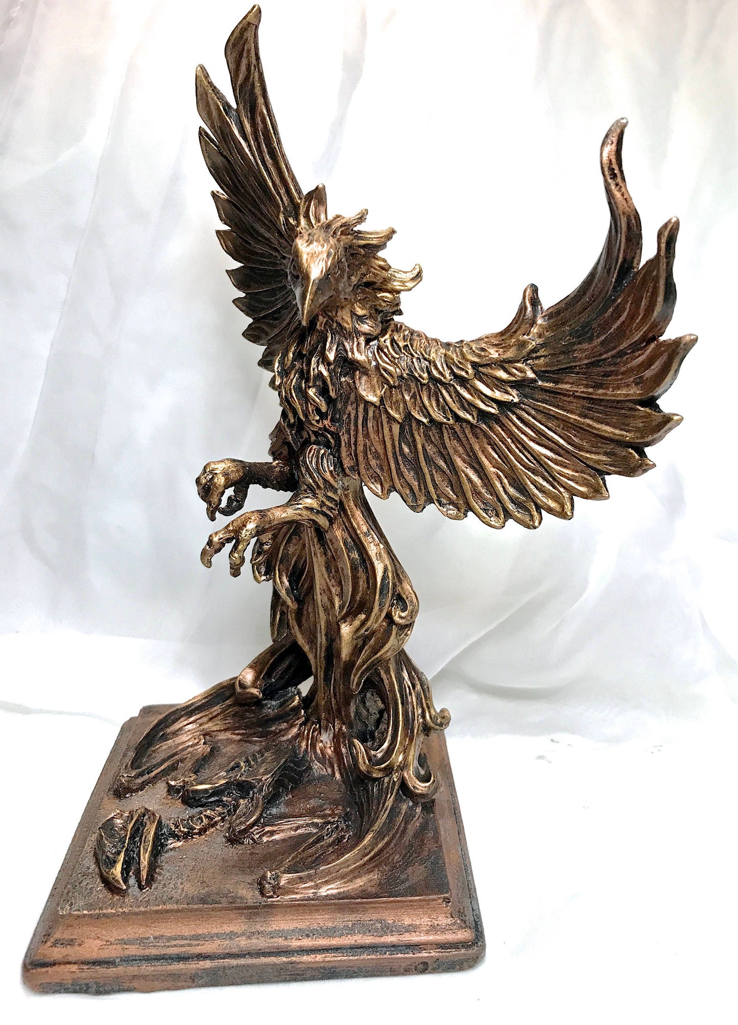 Phoenix Statue, Hand Painted Resin Sculpture | Mythical Creature Figurine | Unique Legendary Flaming Phoenix Figurine Fantasy Art Decor Gift