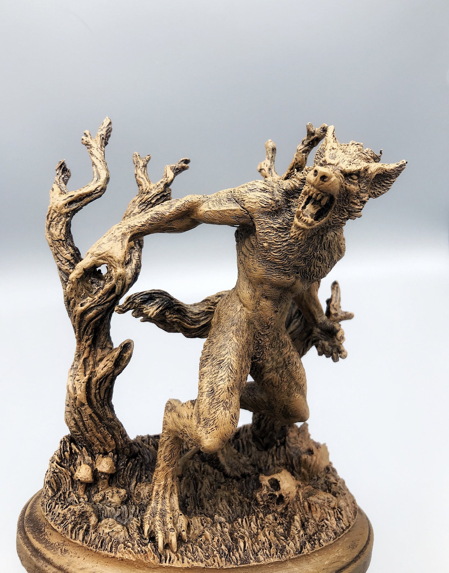 Werewolf Statue, Hand Painted Resin Sculpture | Gothic Halloween Legendary Monster Figurine | Dark Folklore Art for Spooky Home Decor