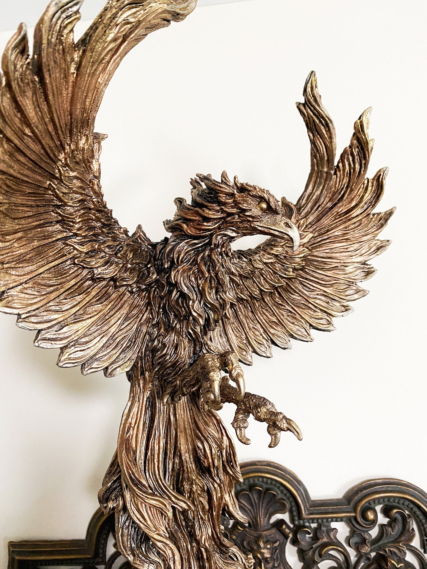 Phoenix Rising Statue, Large Version | Mythical Creature Figurine | Unique Legendary Flaming Phoenix Figurine. Fantasy Art Decor Gift