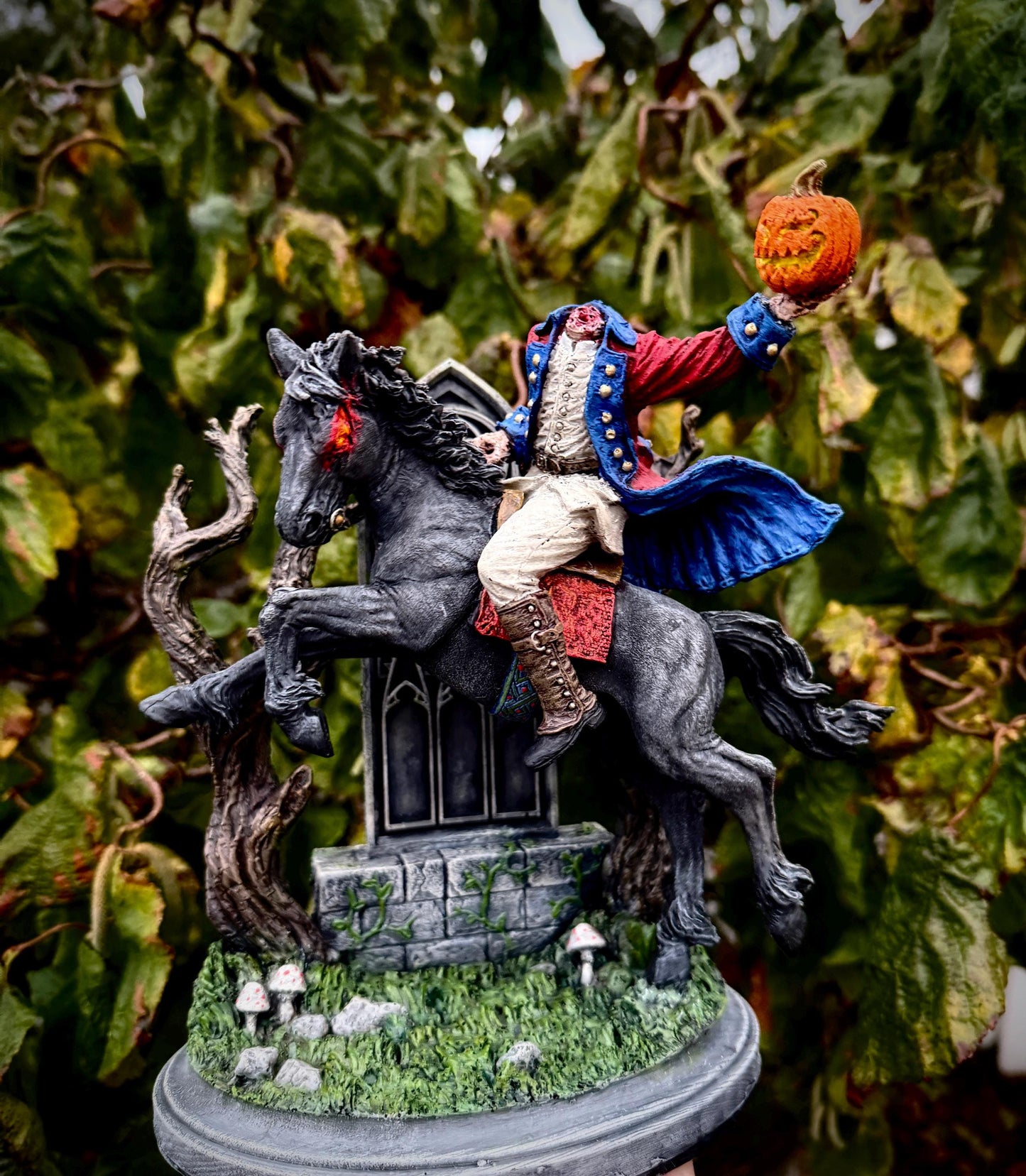 Headless Horseman Riding Statue, Full Color Resin Sculpture | Gothic Legend of Sleepy Hollow Figurine | Dark Folklore Art for Spooky Decor