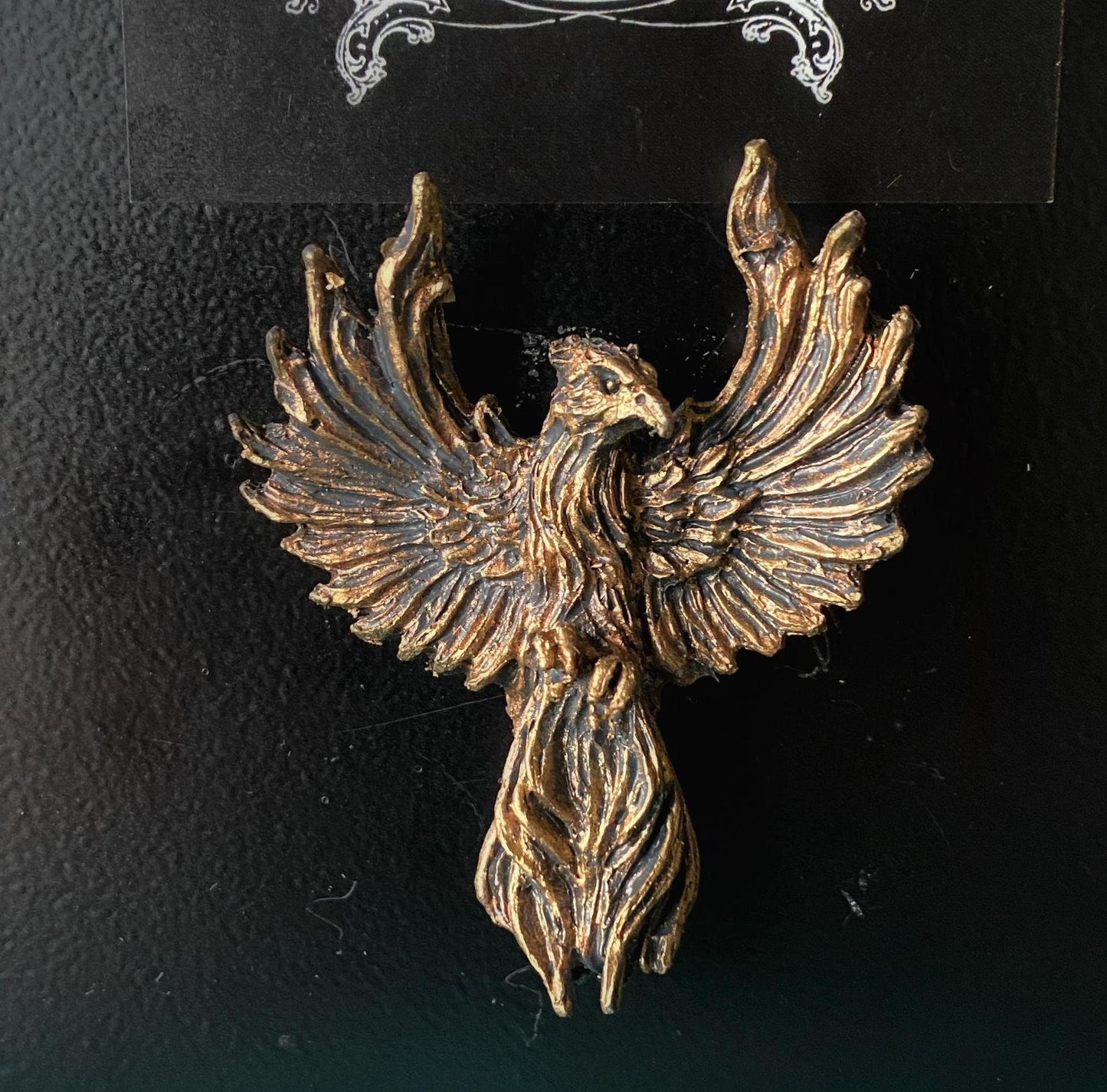 Phoenix Magnet, Hand Painted Resin Sculpture | Mythic Fantasy Decor | Phoenix Magnet for Fantasy and Gothic Decor