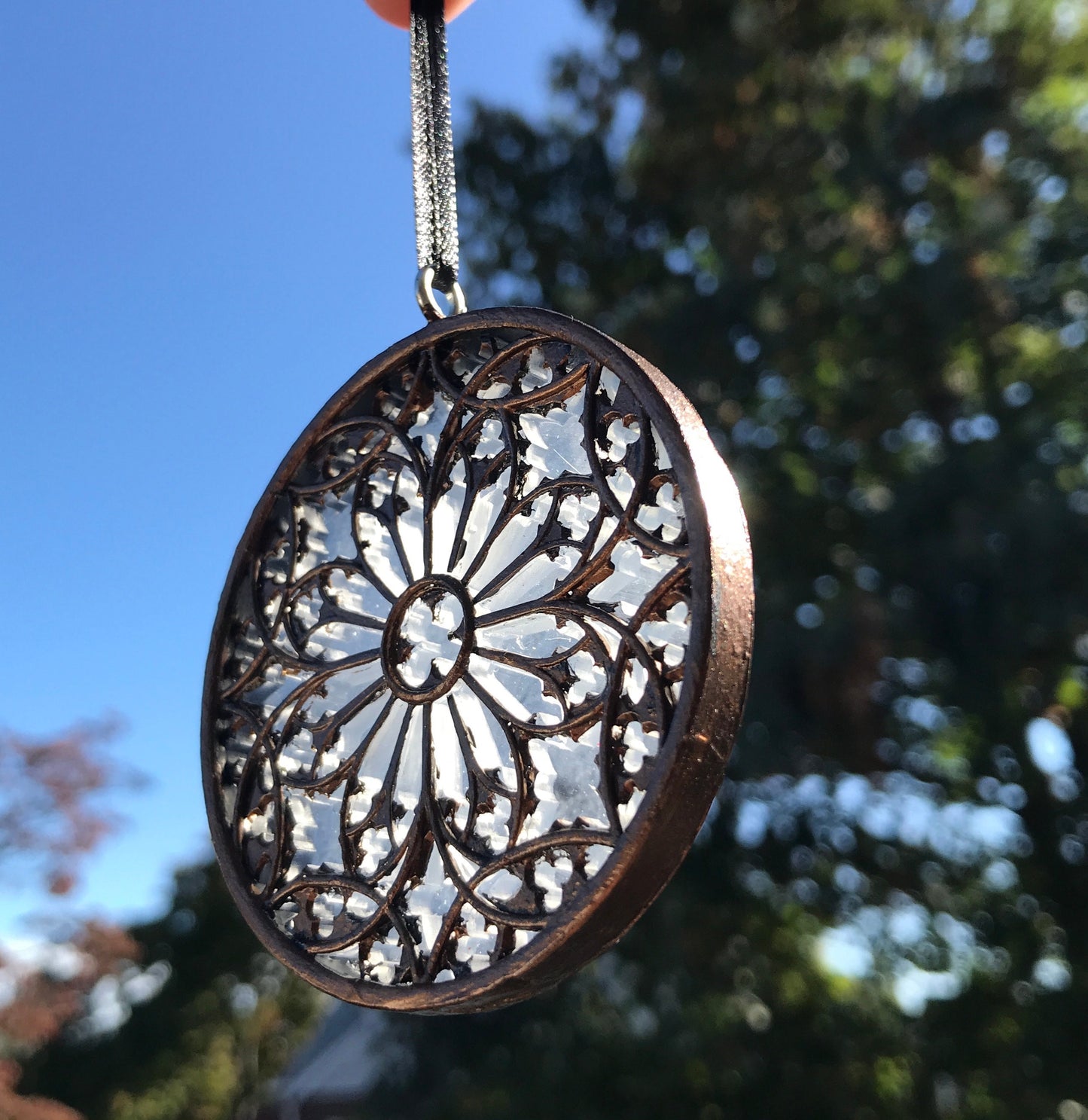 Gothic Cathedral Window Ornament, Translucent | Unique Gothic Home Decor | Resin Medieval Architecture, Gothic Ornament Holiday Decor