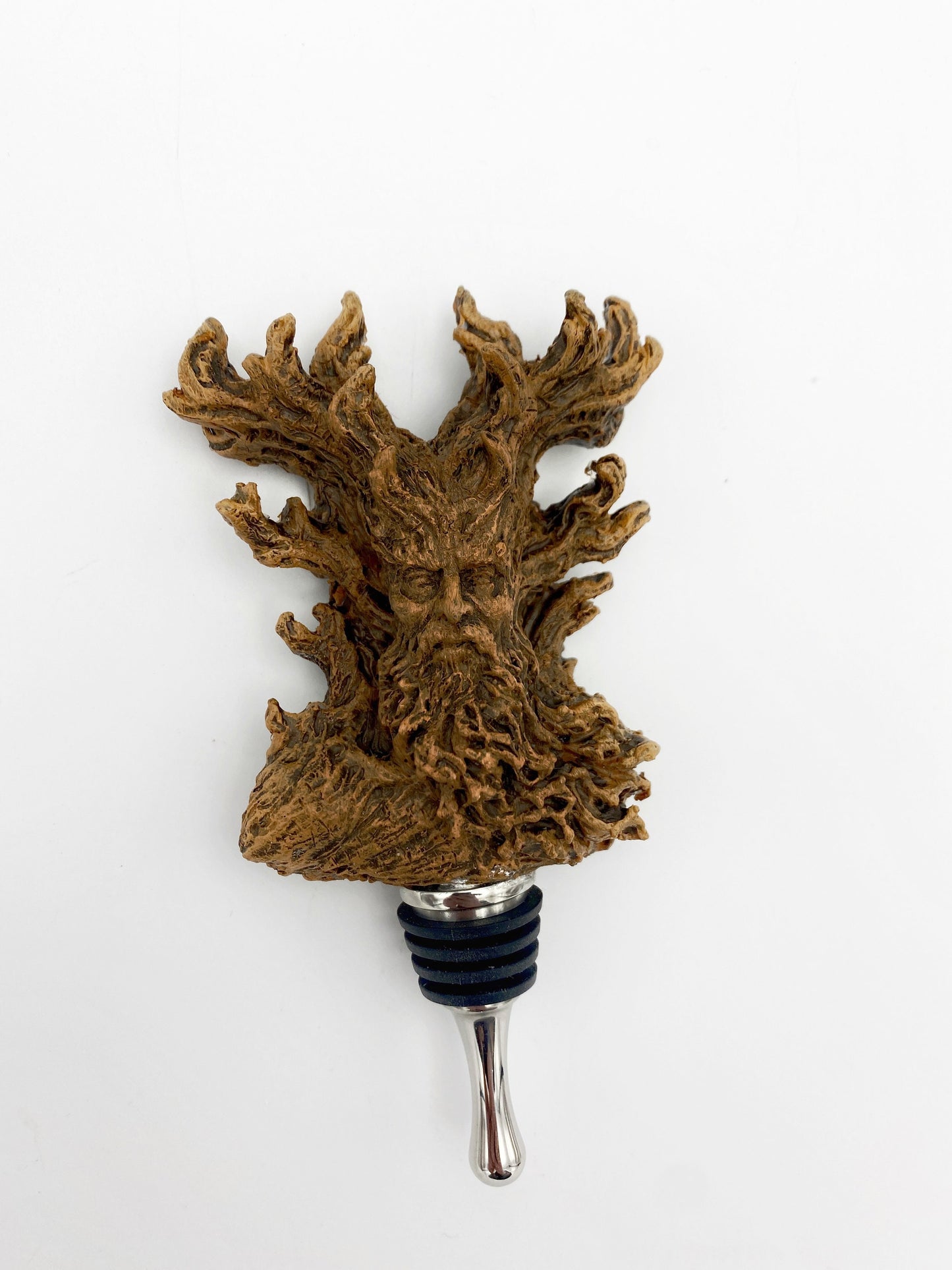 Cernunnos/ Green Man Winestopper, Hand Sculpted Resin, Mythic Fantasy Art Barware | Nature Bottle Stopper | Fantasy Wine and Barware Gift