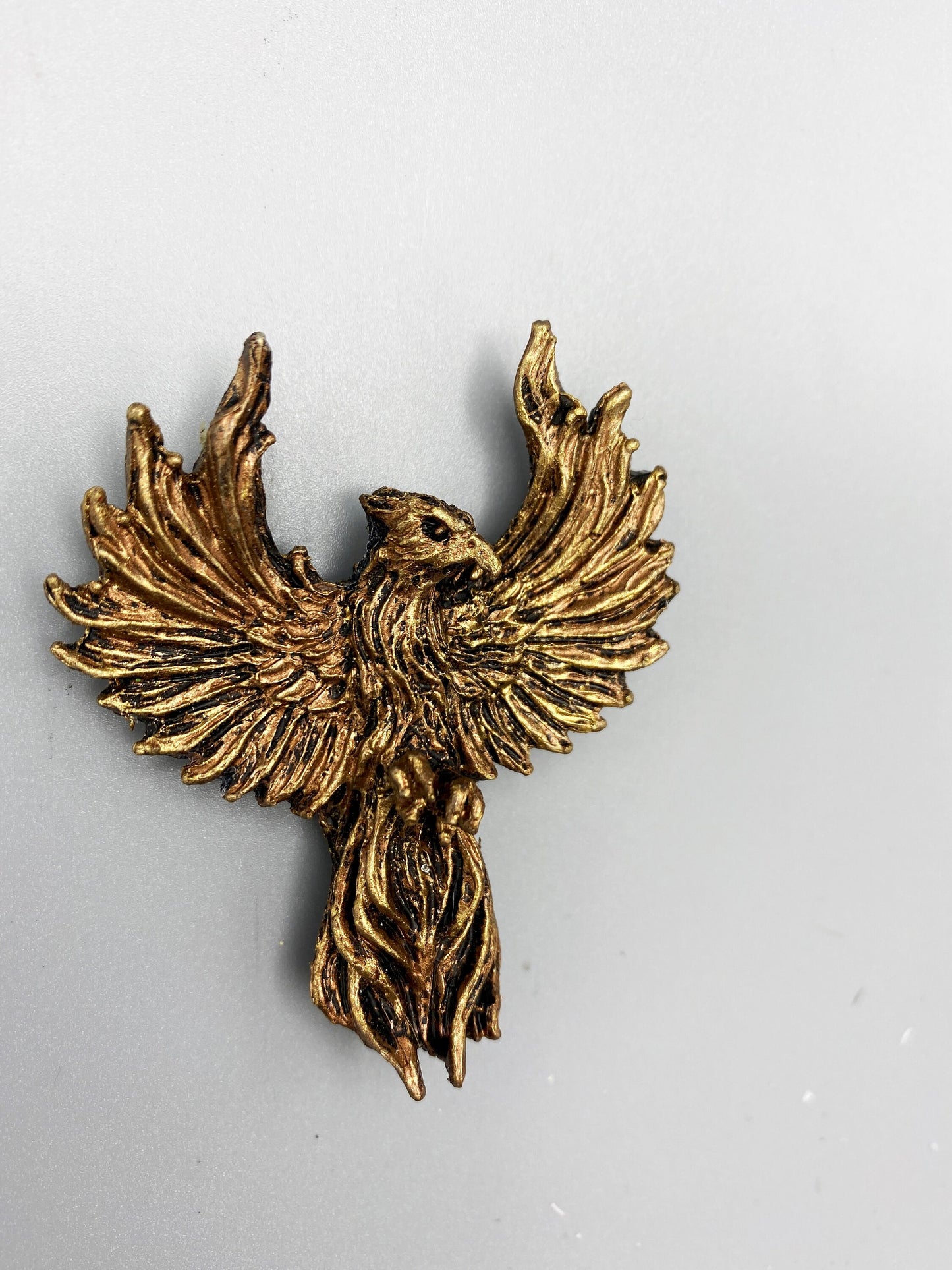 Phoenix Magnet, Hand Painted Resin Sculpture | Mythic Fantasy Decor | Phoenix Magnet for Fantasy and Gothic Decor
