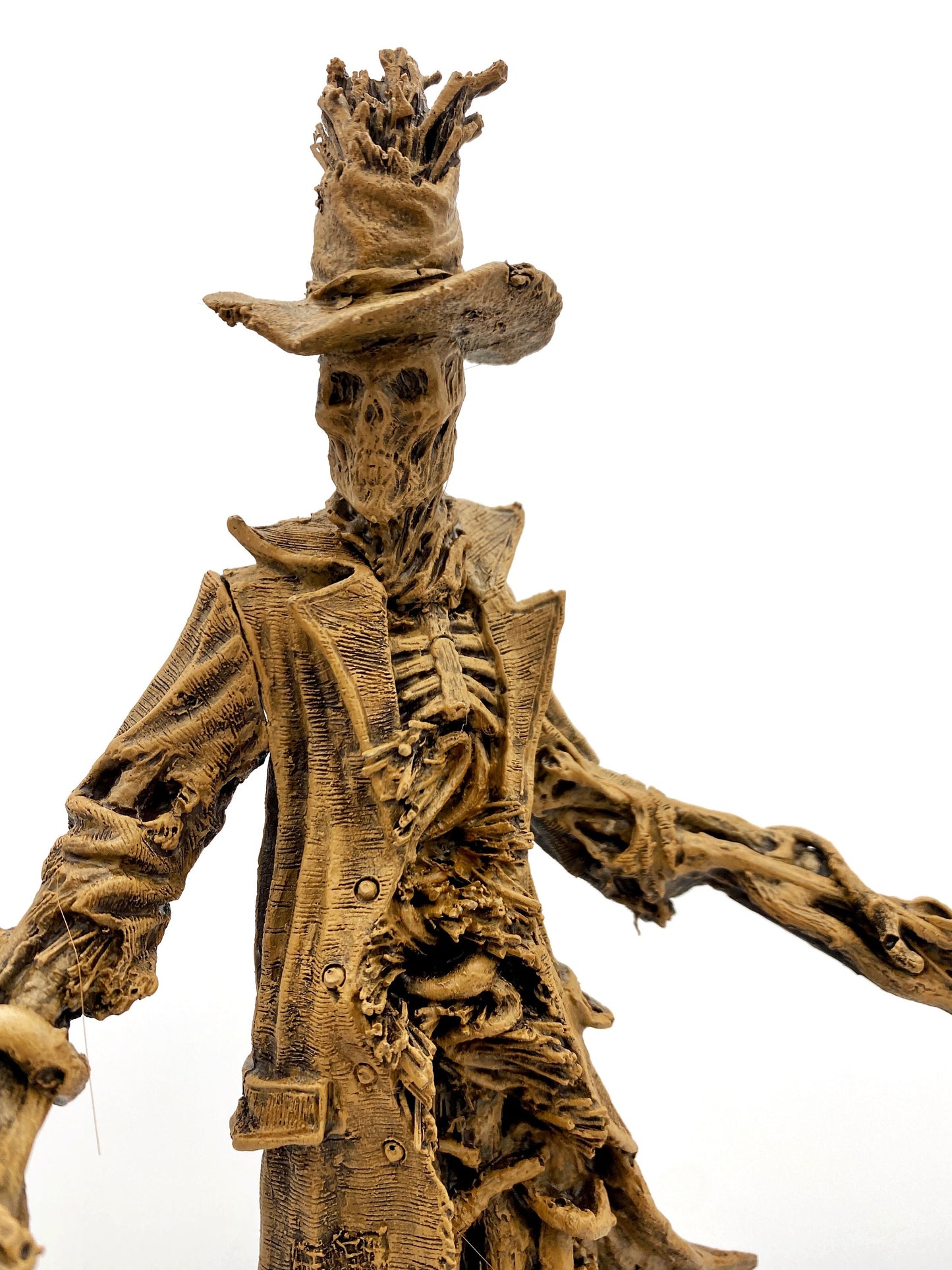 Scarecrow Statue, Hand Painted Resin Sculpture | Gothic Halloween Nightmare Creature Figurine | Dark Folklore Art for Spooky Home Decor