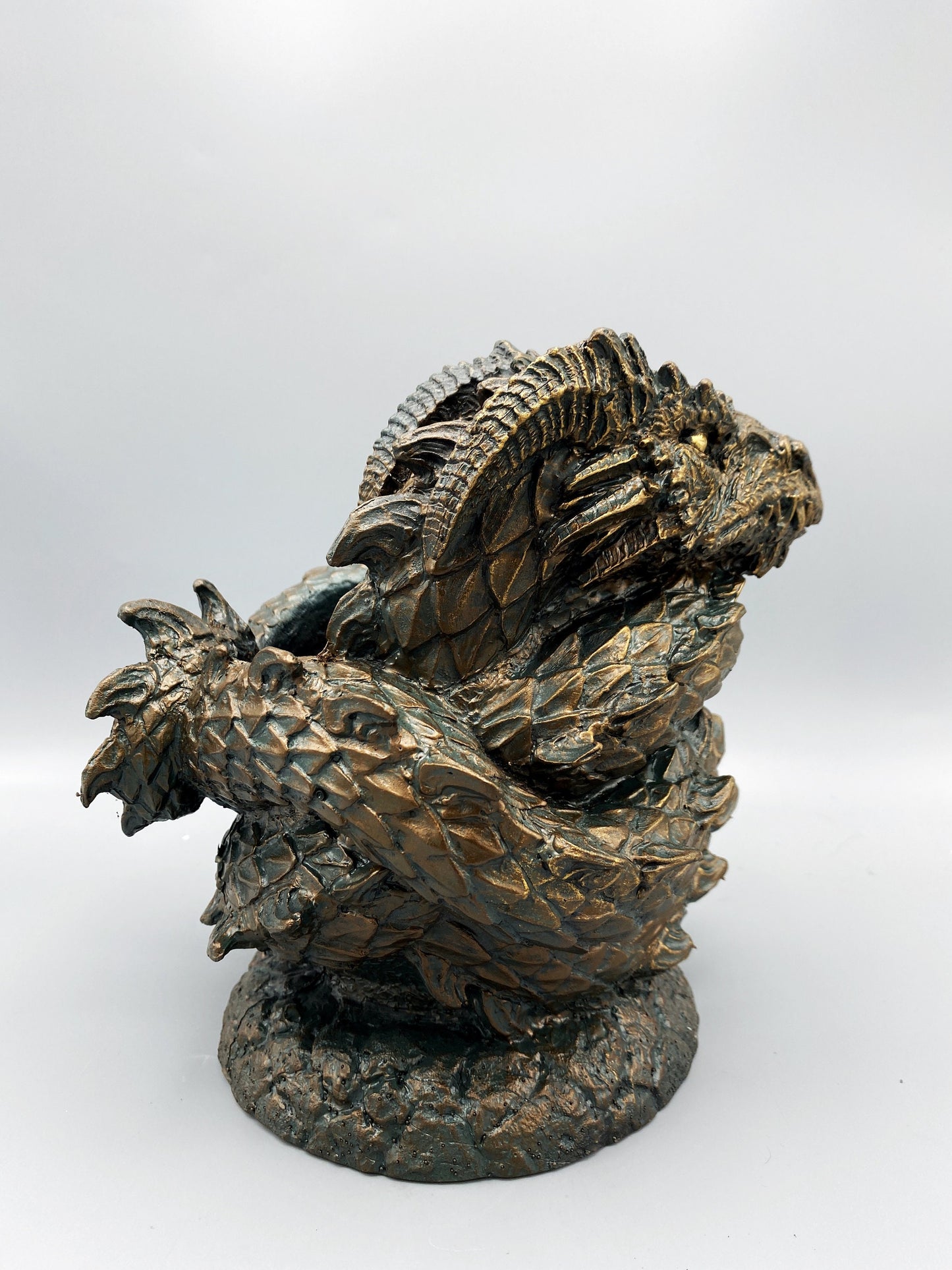 Coiled Dragon Planter, Large Version | Unique Mythic Creature Home Decor | Resin Sculpture Snake Vase, Fantasy Art and Gothic Home Decor