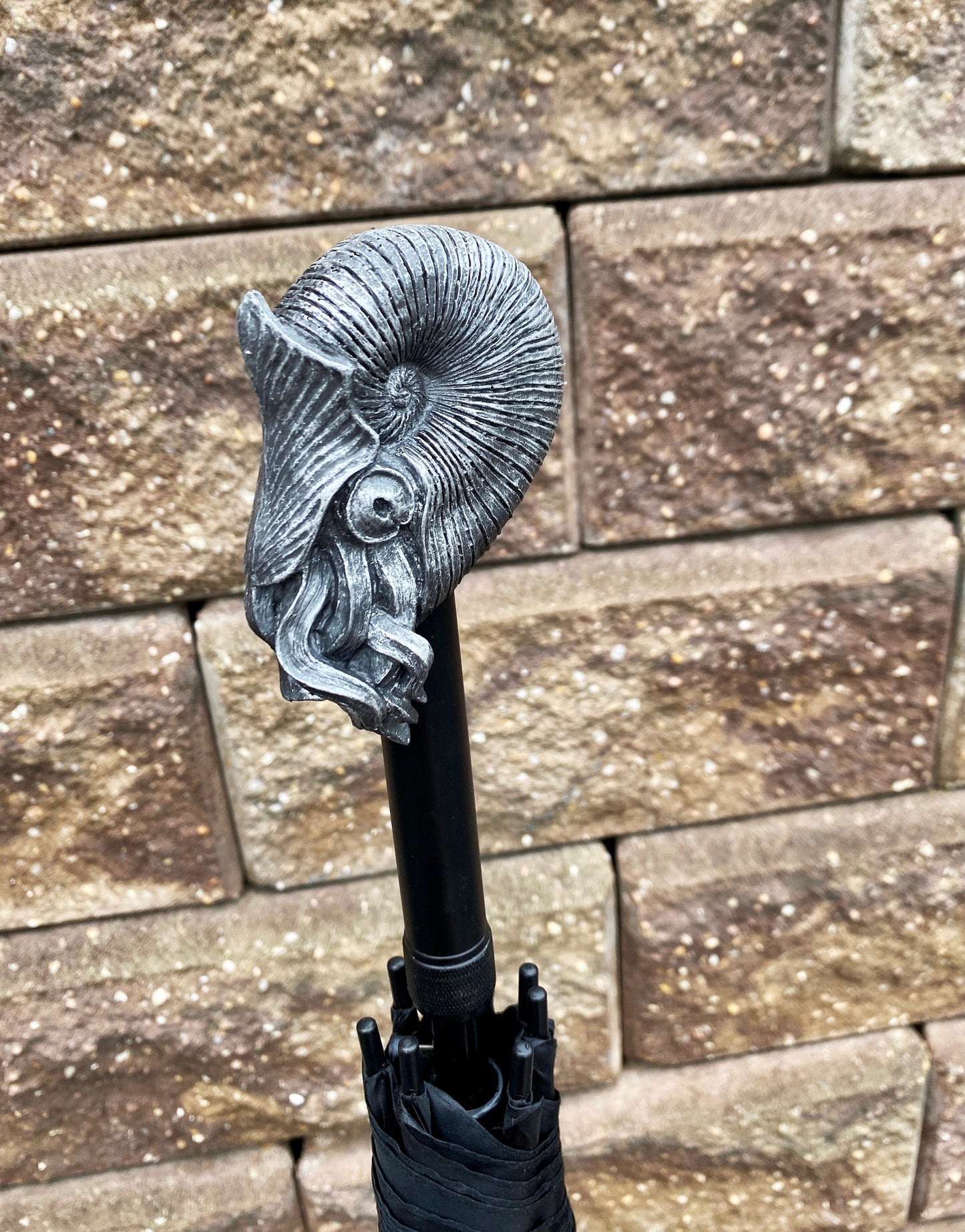Nautilus Umbrella,Hand Sculpted Resin | Nautical Fossil Umbrella | Fantasy Natural History Parasol, Maritime Gothic Accessory