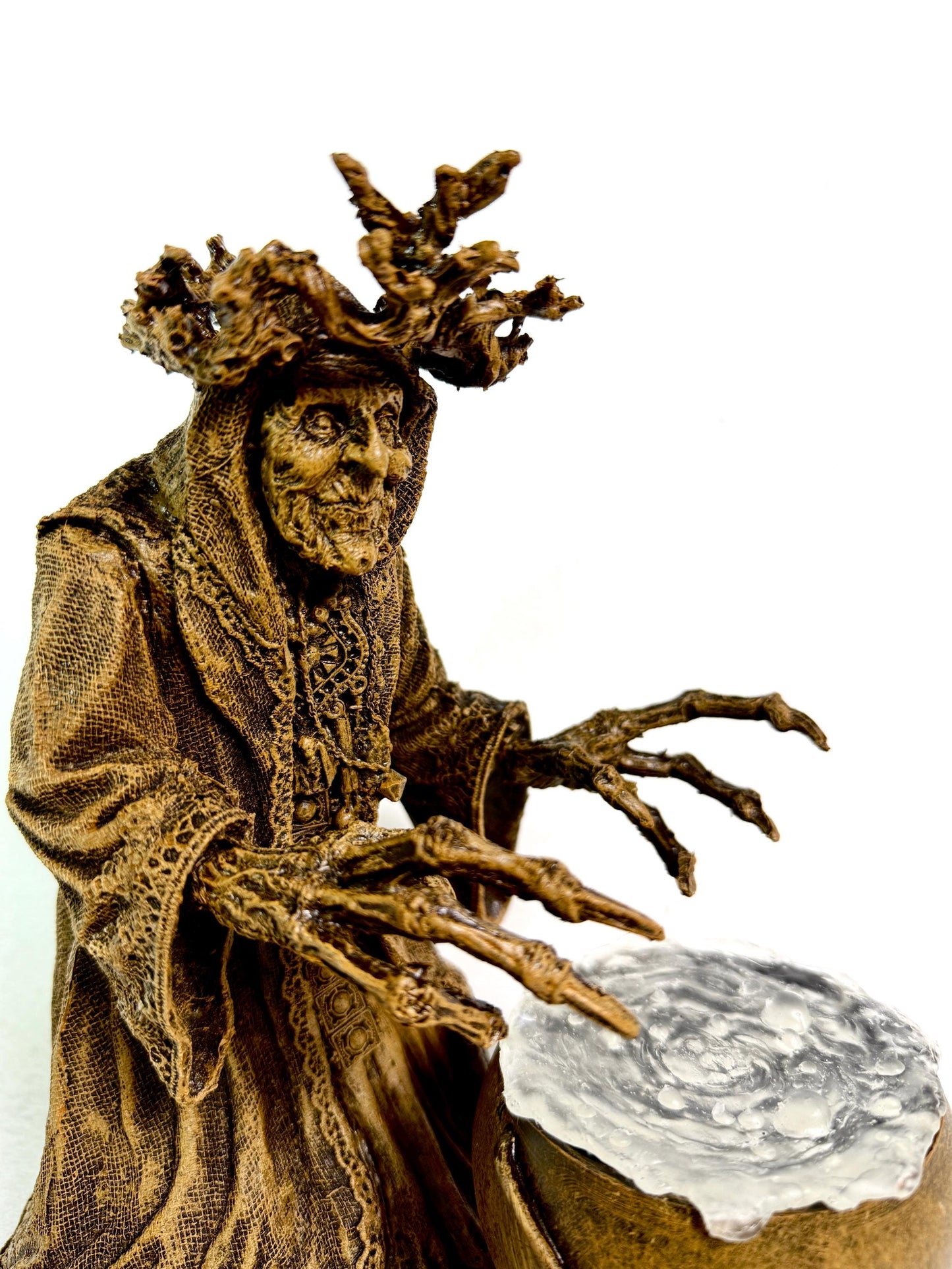Gryla the Witch Statue, Hand Painted Resin Sculpture | Rustic Folklore Crone Figurine | Spooky Home Decor for Halloween Dark Christmas
