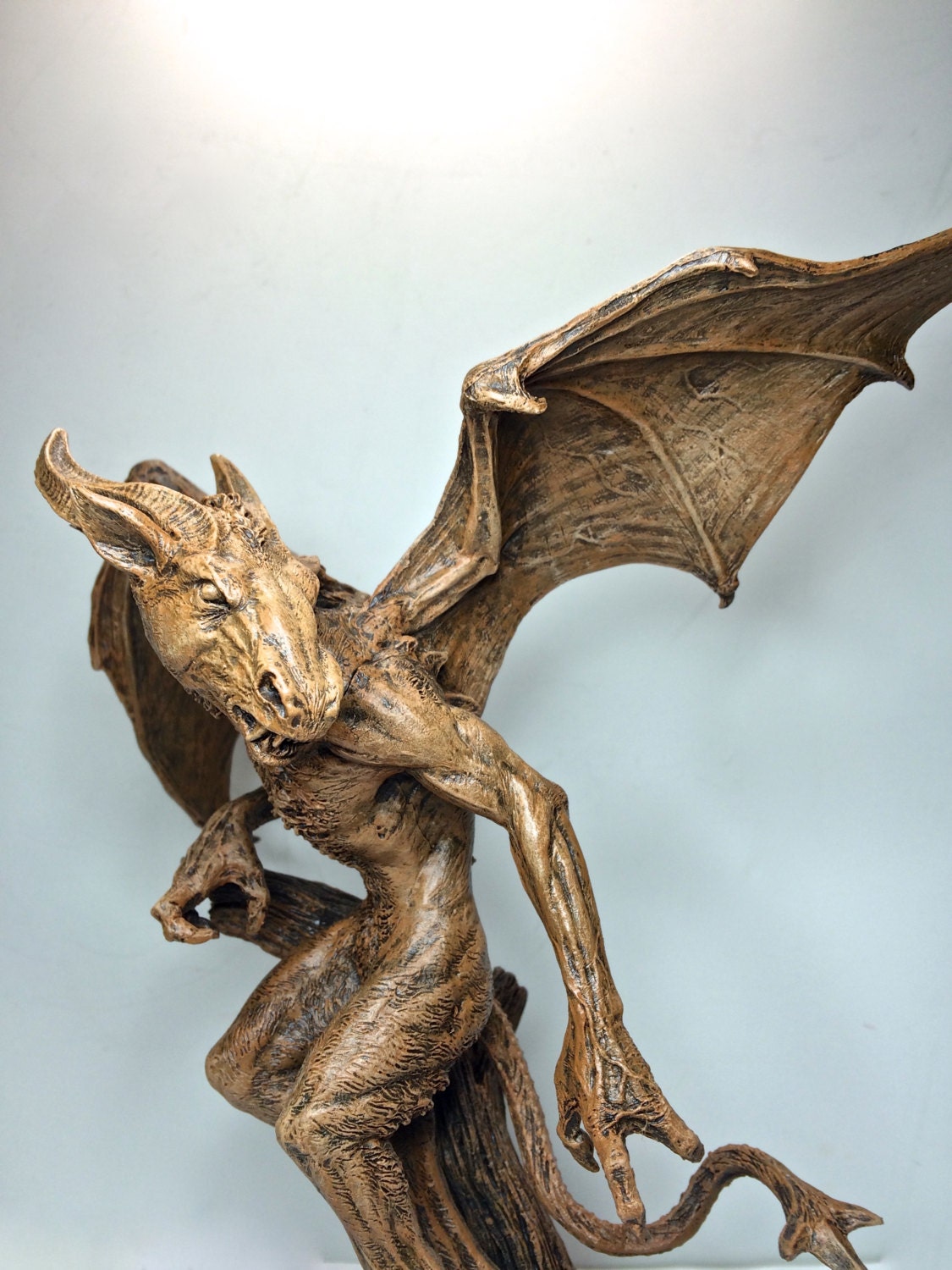 Jersey Devil Statue, Hand Painted Resin Sculpture | Cryptozoology Creature Figurine | Urban Legend Jersey Devil Monster, Gothic Art Decor