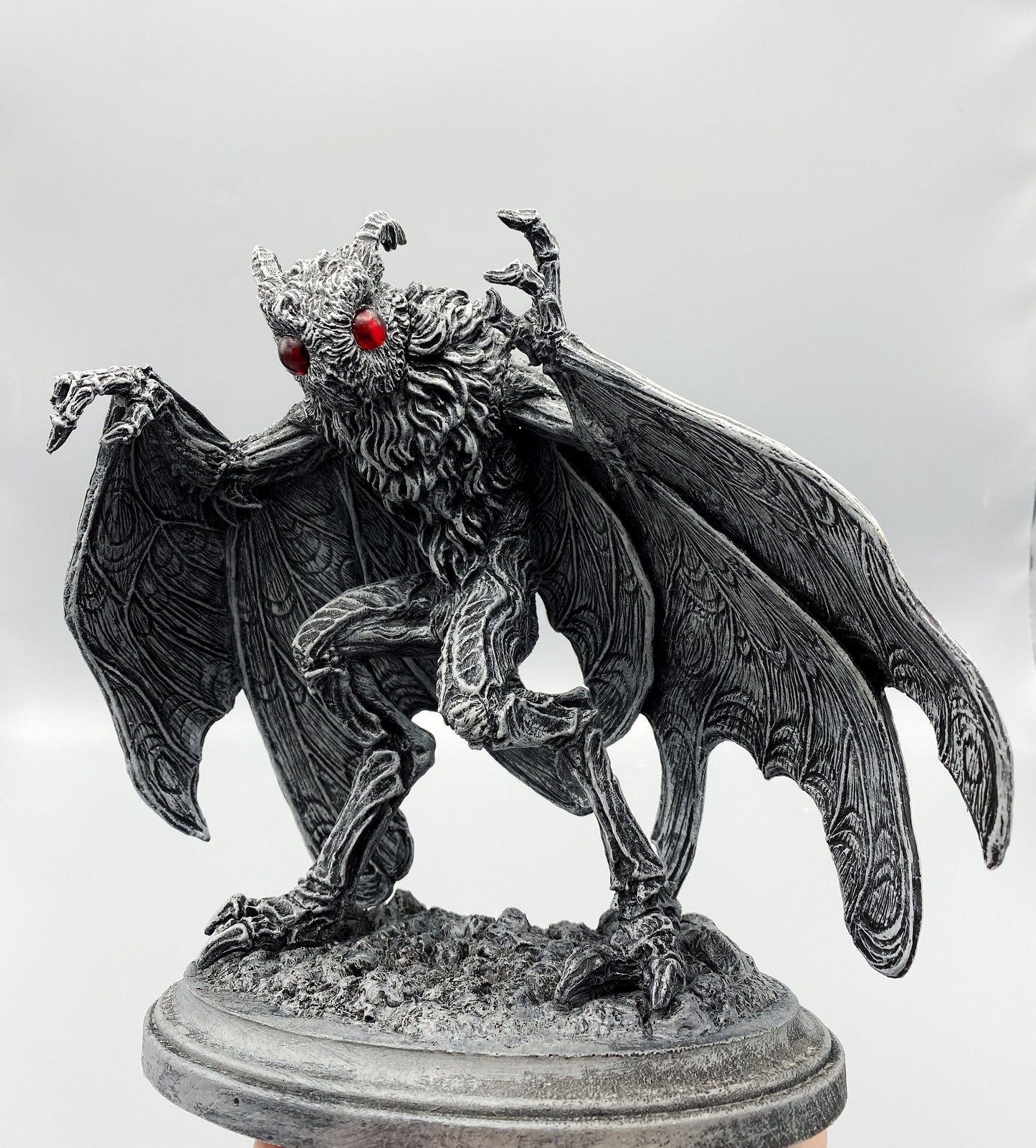 Mothman Statue, Hand Painted Resin Sculpture | Cryptozoology Creature Figurine | Urban Legend Moth Man Monster Figurine, Horror Art Decor