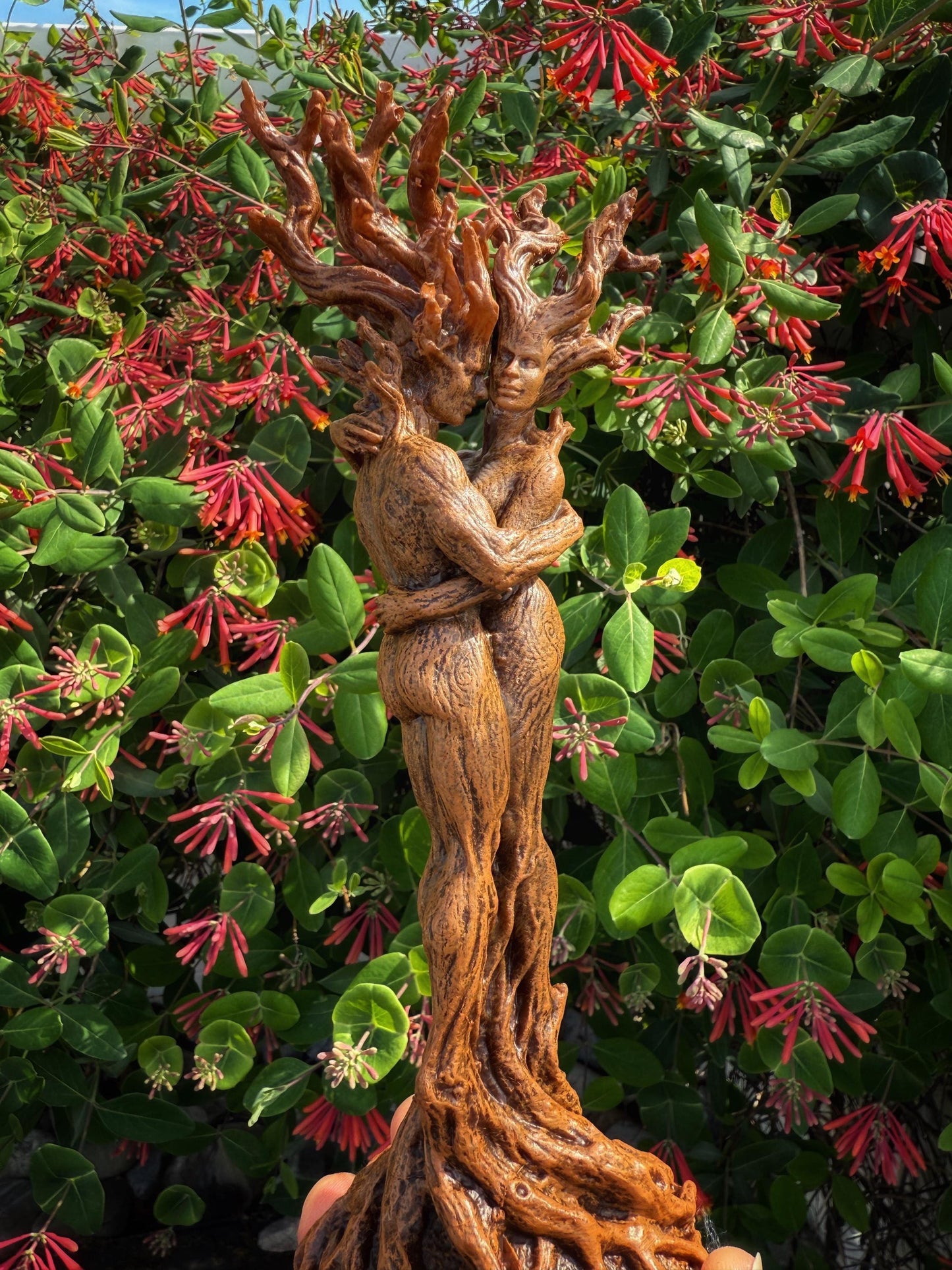 Amor Silvanus: Embracing Dryads Statue, Half Scale | Mythical Forest Creature Figurine | Woodland Tree Spirit Couple, Fantasy Art Home Decor