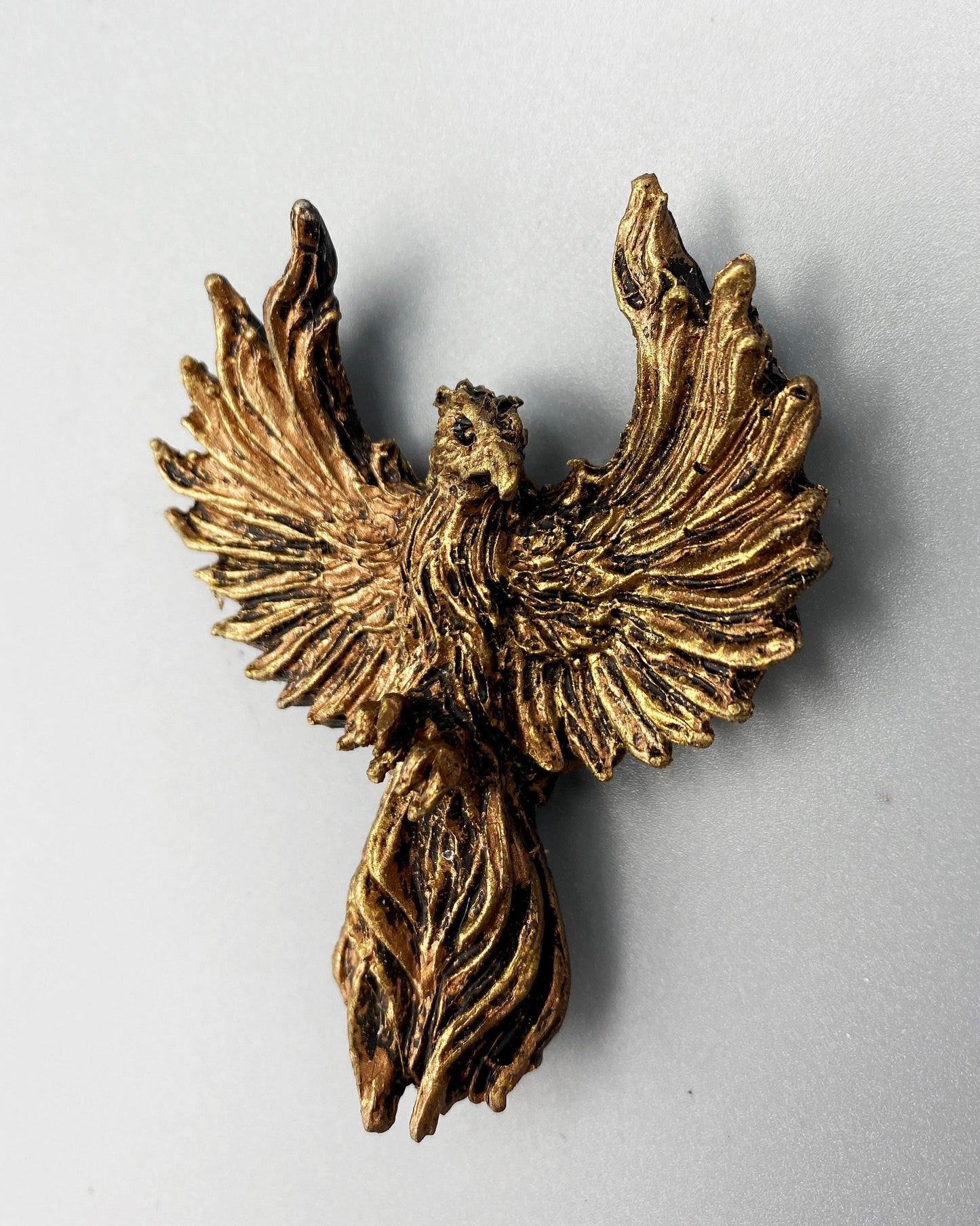 Phoenix Magnet, Hand Painted Resin Sculpture | Mythic Fantasy Decor | Phoenix Magnet for Fantasy and Gothic Decor
