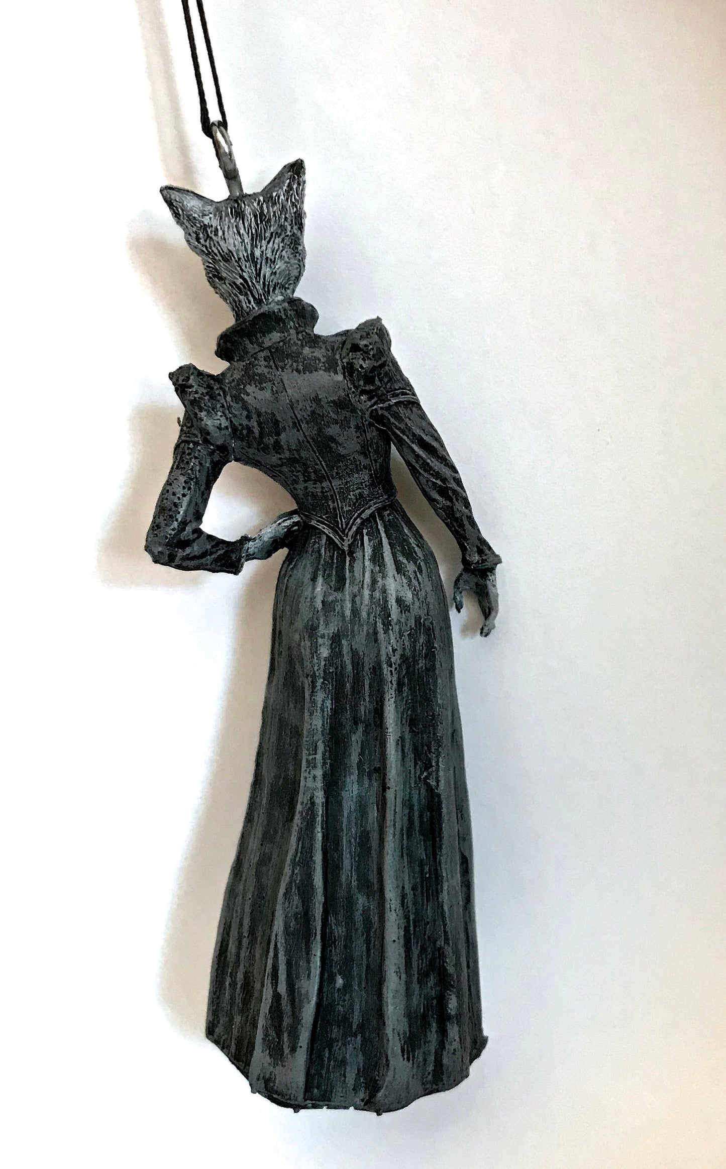 Lady Bast Ornament, Cat Goddess, Hand Painted Resin Sculpture | Mythical Creature Figurine | Victorian Cat Deity Ornament. Fantasy Art Decor
