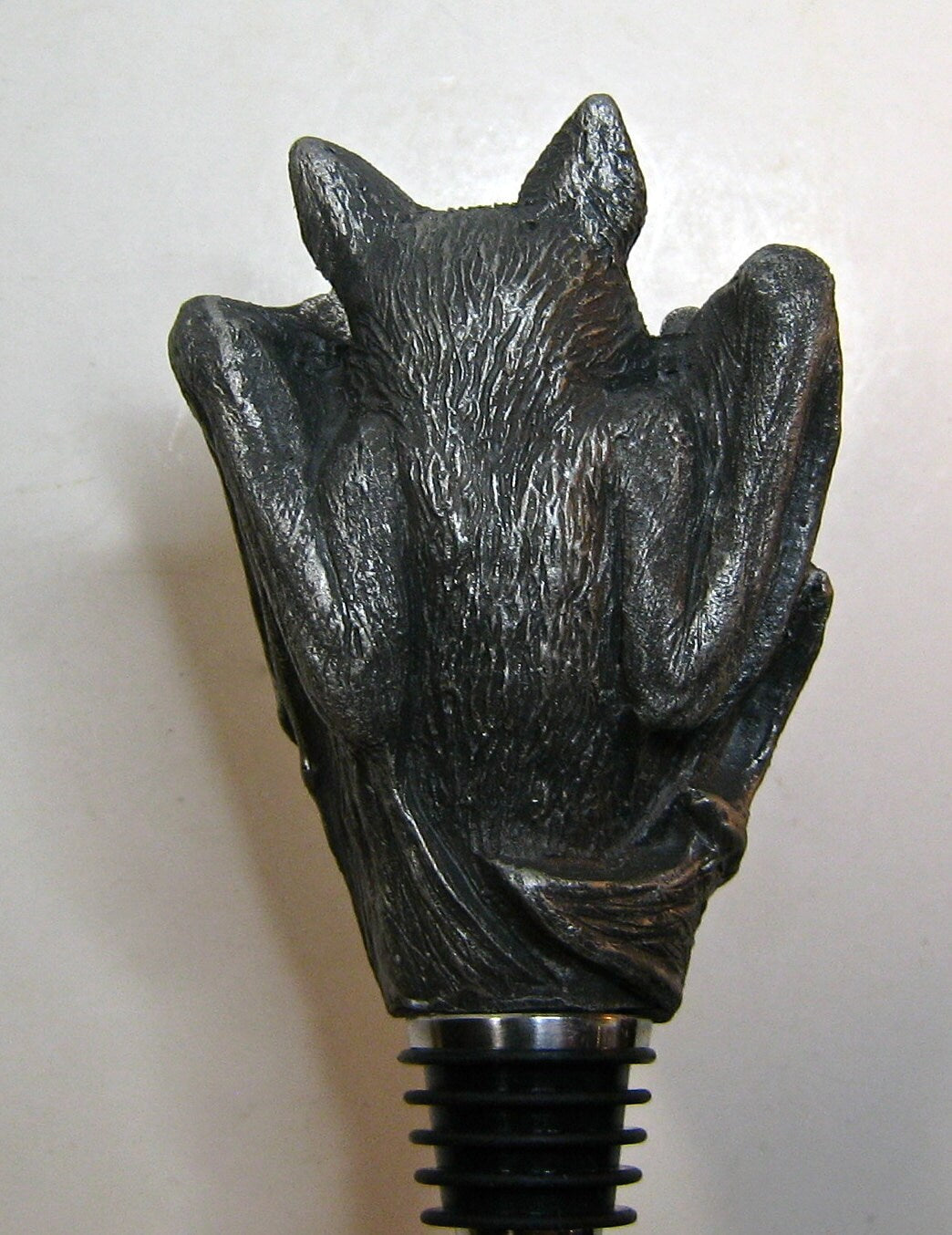 Fruit Bat Wine Stopper, Hand Painted Resin Sculpture | Gothic Art Barware| Mythical Bat Bottle Stopper, Fantasy Gothic Wine and Barware Gift
