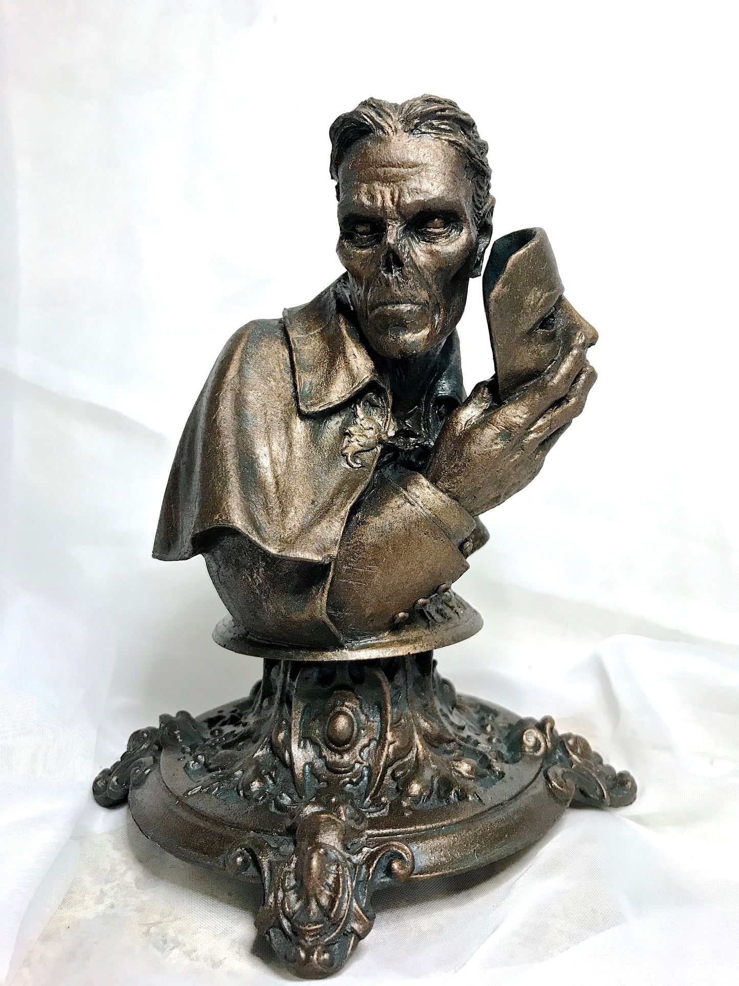 Phantom of the Opera Bust, Hand Painted Resin Sculpture |. Halloween Monster Opera Ghost Figurine | Gothic Art for Spooky Home Decor