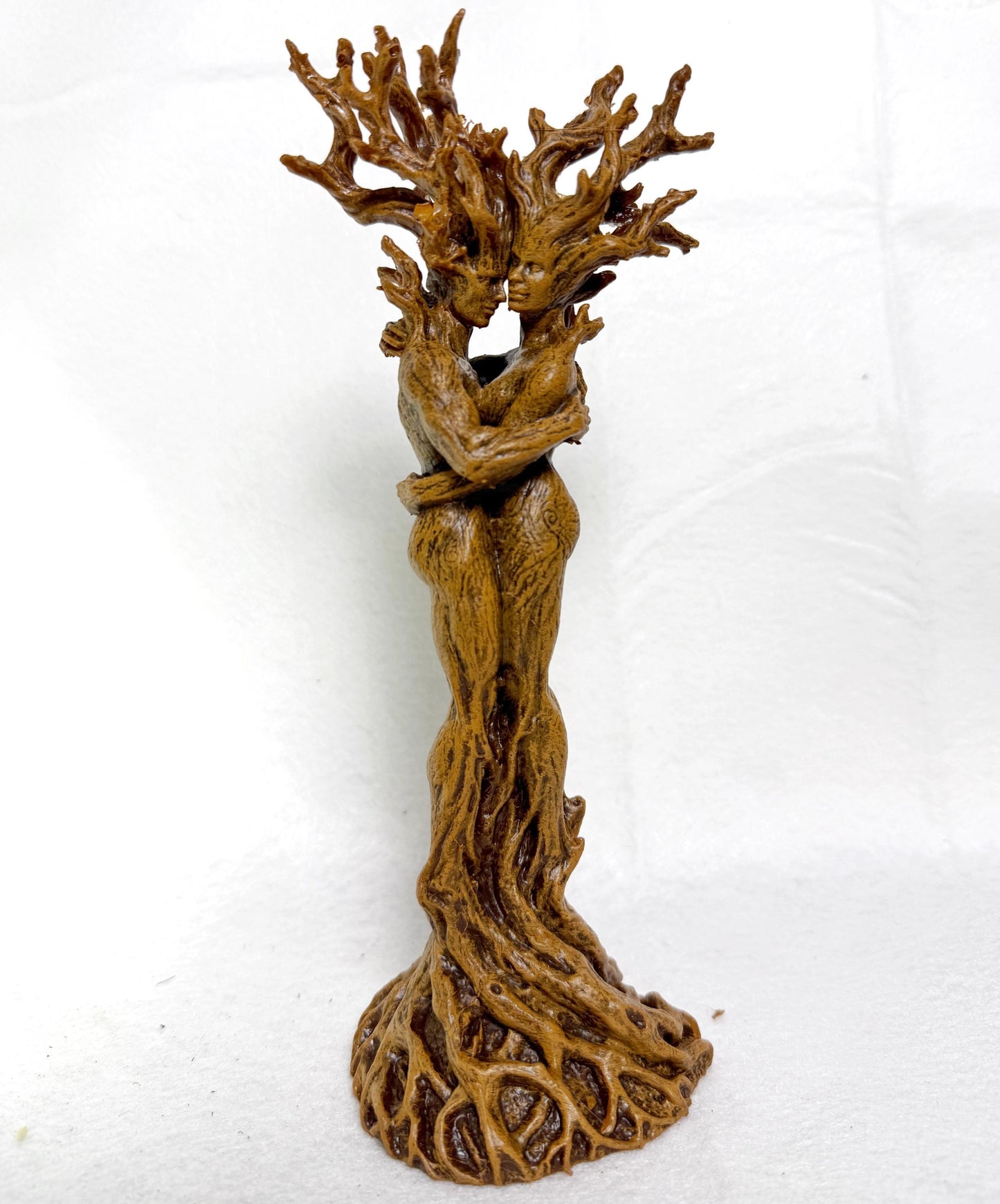 Amor Silvanus: Embracing Dryads Statue, Half Scale | Mythical Forest Creature Figurine | Woodland Tree Spirit Couple, Fantasy Art Home Decor