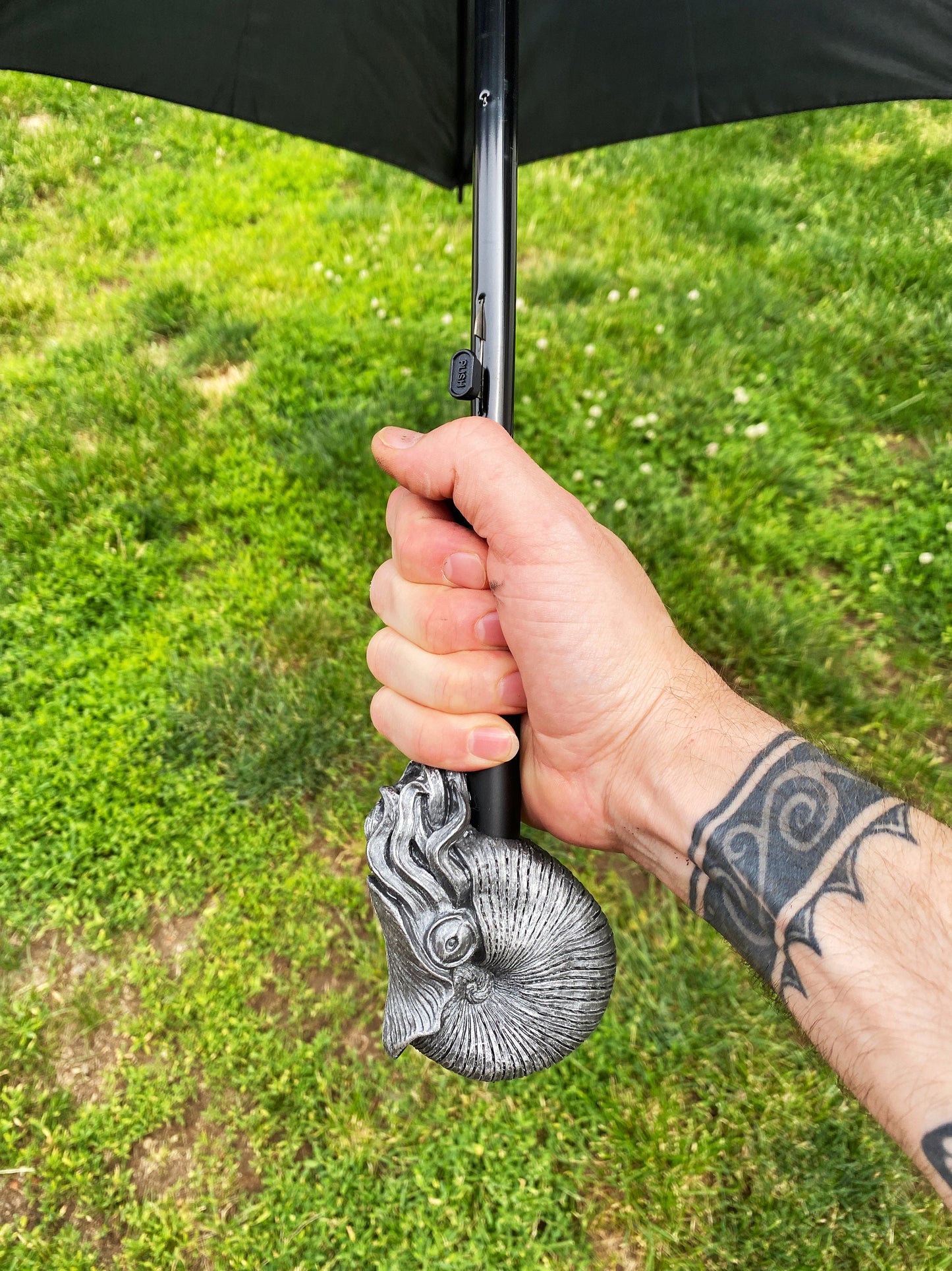 Nautilus Umbrella,Hand Sculpted Resin | Nautical Fossil Umbrella | Fantasy Natural History Parasol, Maritime Gothic Accessory