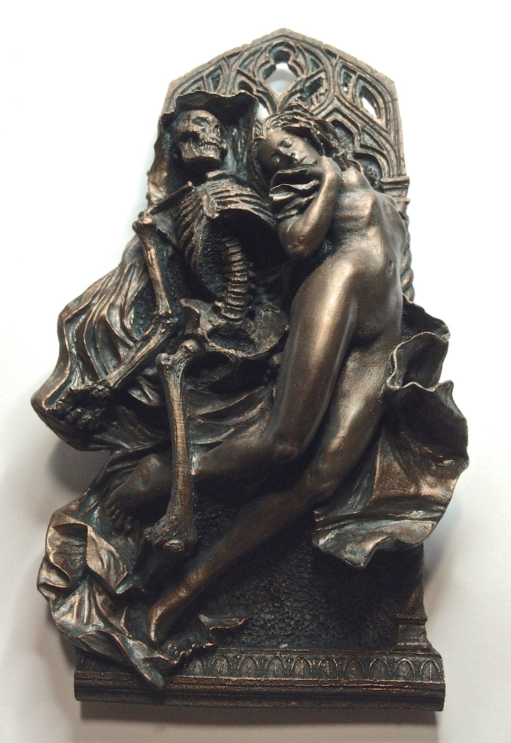 Death and the Maiden Wall Plaque, Half Scale Resin Sculpture | Gothic Medieval Wall Art | Classical Death Statue for Gothic Home Decor