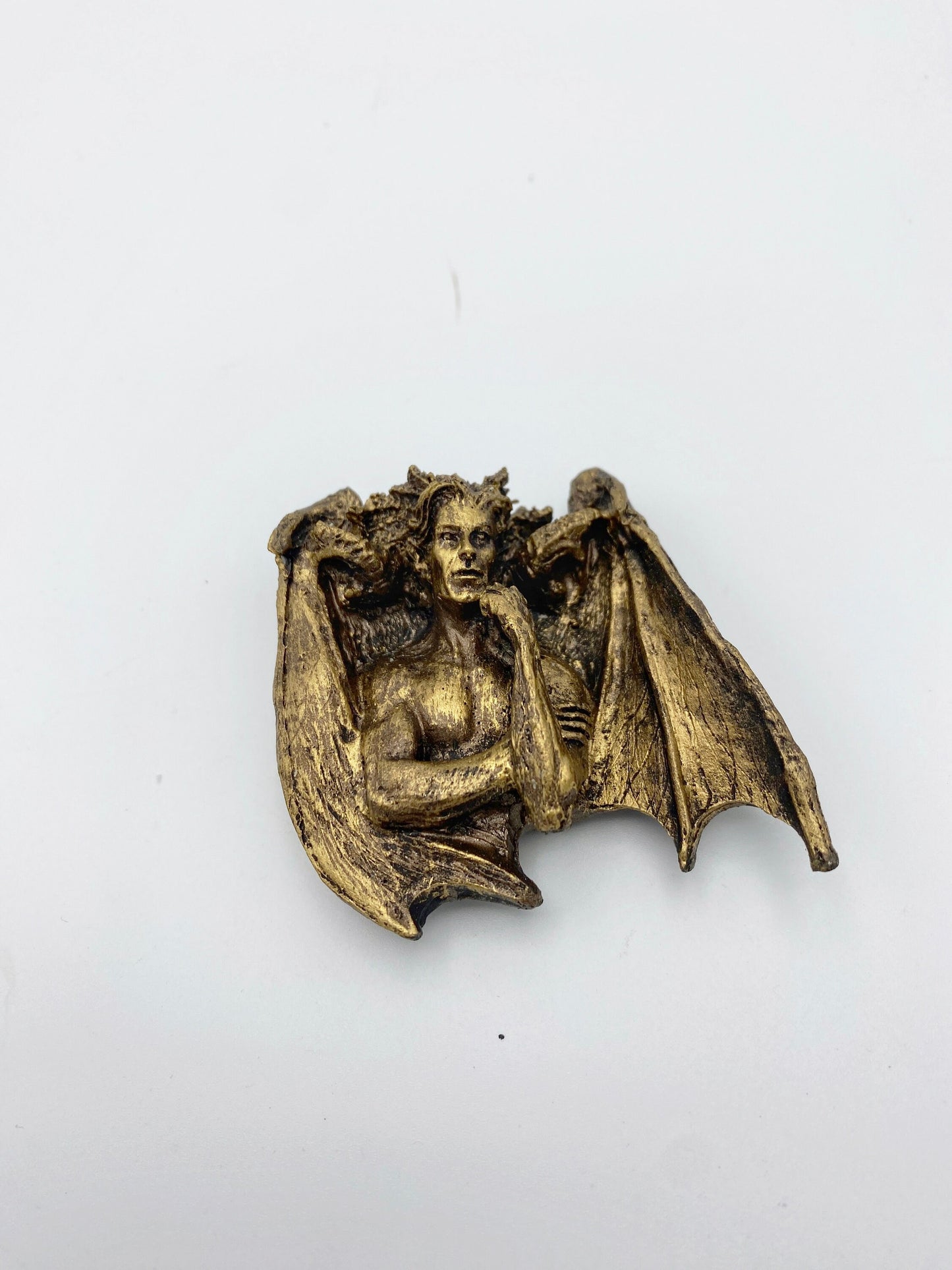 Lucifer Magnet, Hand Painted Resin Sculpture | Mythic Fantasy Decor | Lucifer Devil Demon Magnet for Fantasy and Gothic Decor