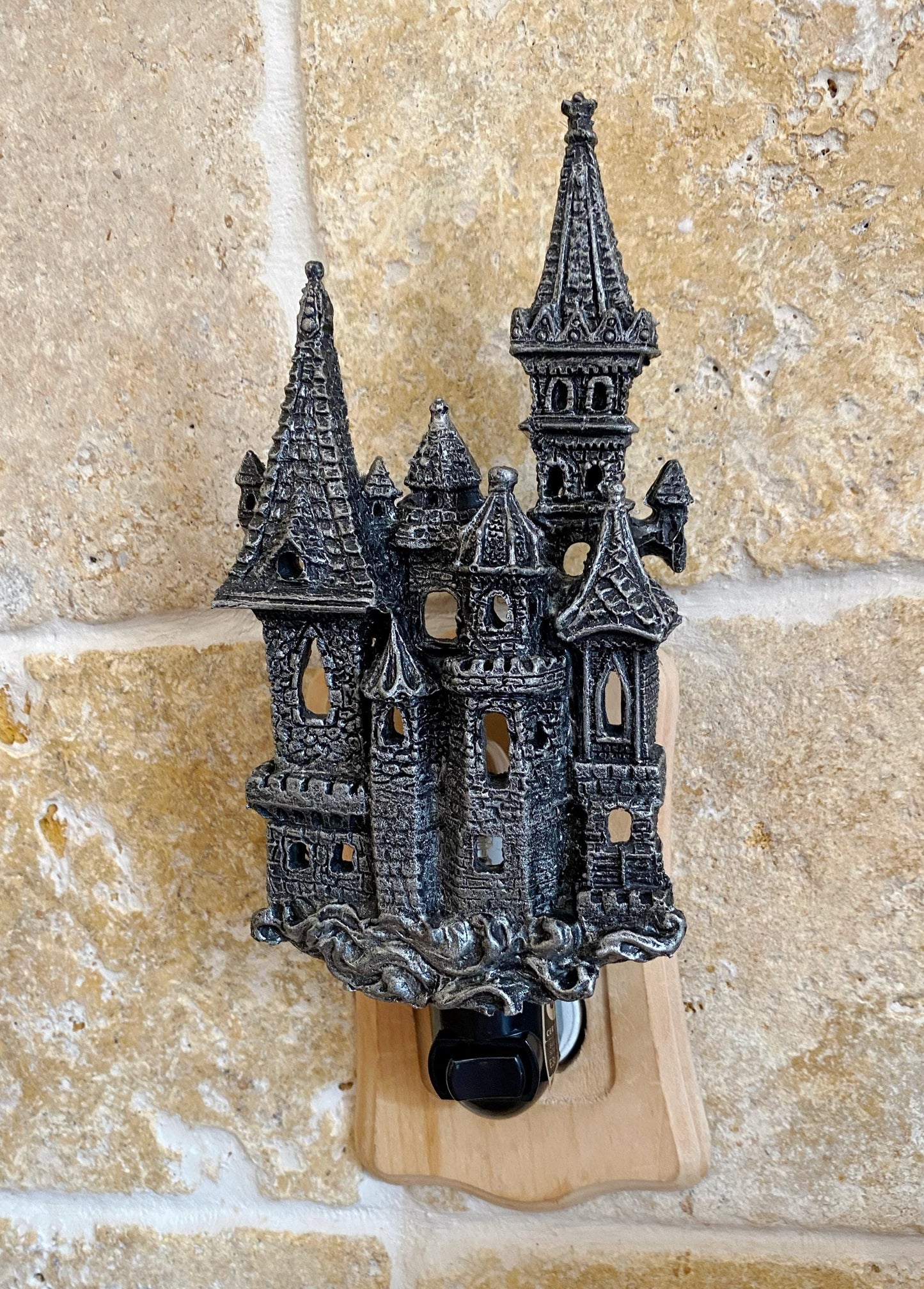 Medieval Castle Nightlight, Hand Painted Resin Sculpture | Victorian Gothic Night Light | Castle Lighting for Gothic Fantasy Home Decor