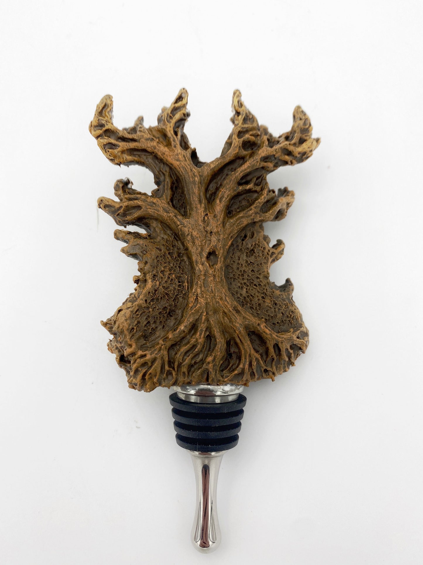 Cernunnos/ Green Man Winestopper, Hand Sculpted Resin, Mythic Fantasy Art Barware | Nature Bottle Stopper | Fantasy Wine and Barware Gift