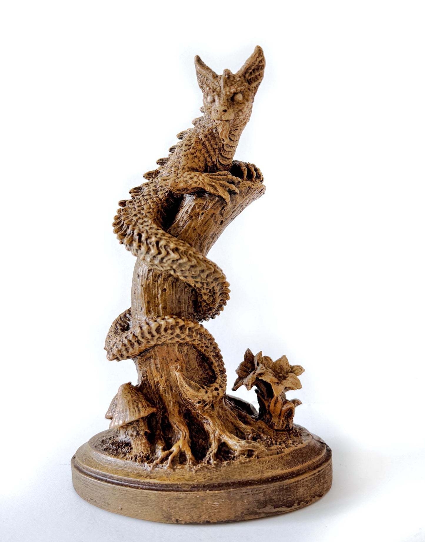 Tatzelwurm/ Dragon Cat Statue, Hand Painted Resin Sculpture | Mythical Creature Figurine | Unique Legendary Cat Figurine. Fantasy Art Decor