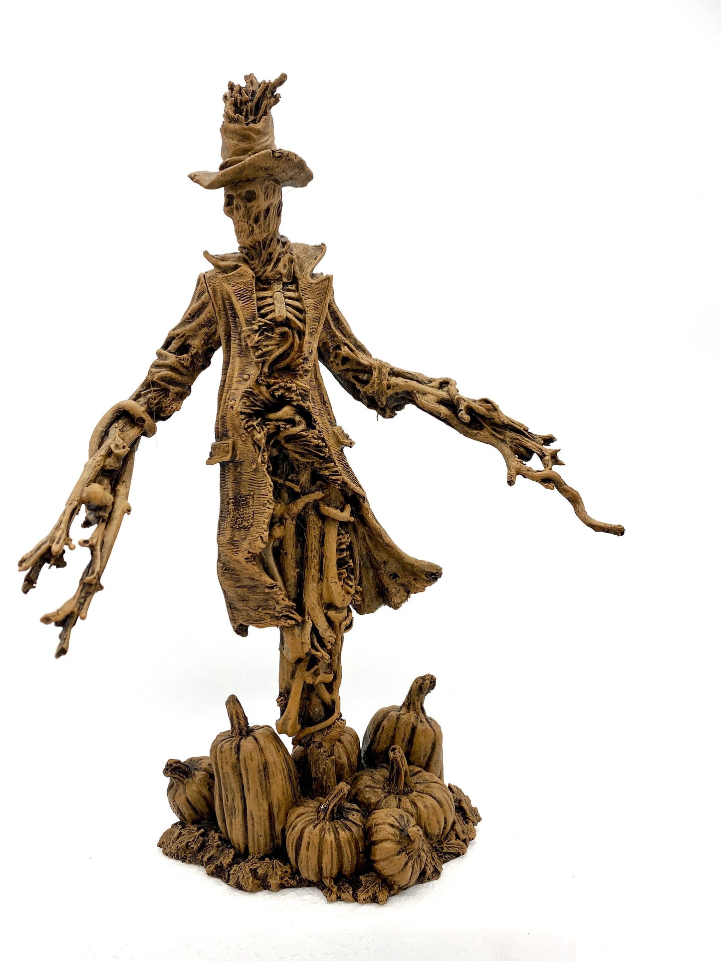 Scarecrow Statue, Hand Painted Resin Sculpture | Gothic Halloween Nightmare Creature Figurine | Dark Folklore Art for Spooky Home Decor