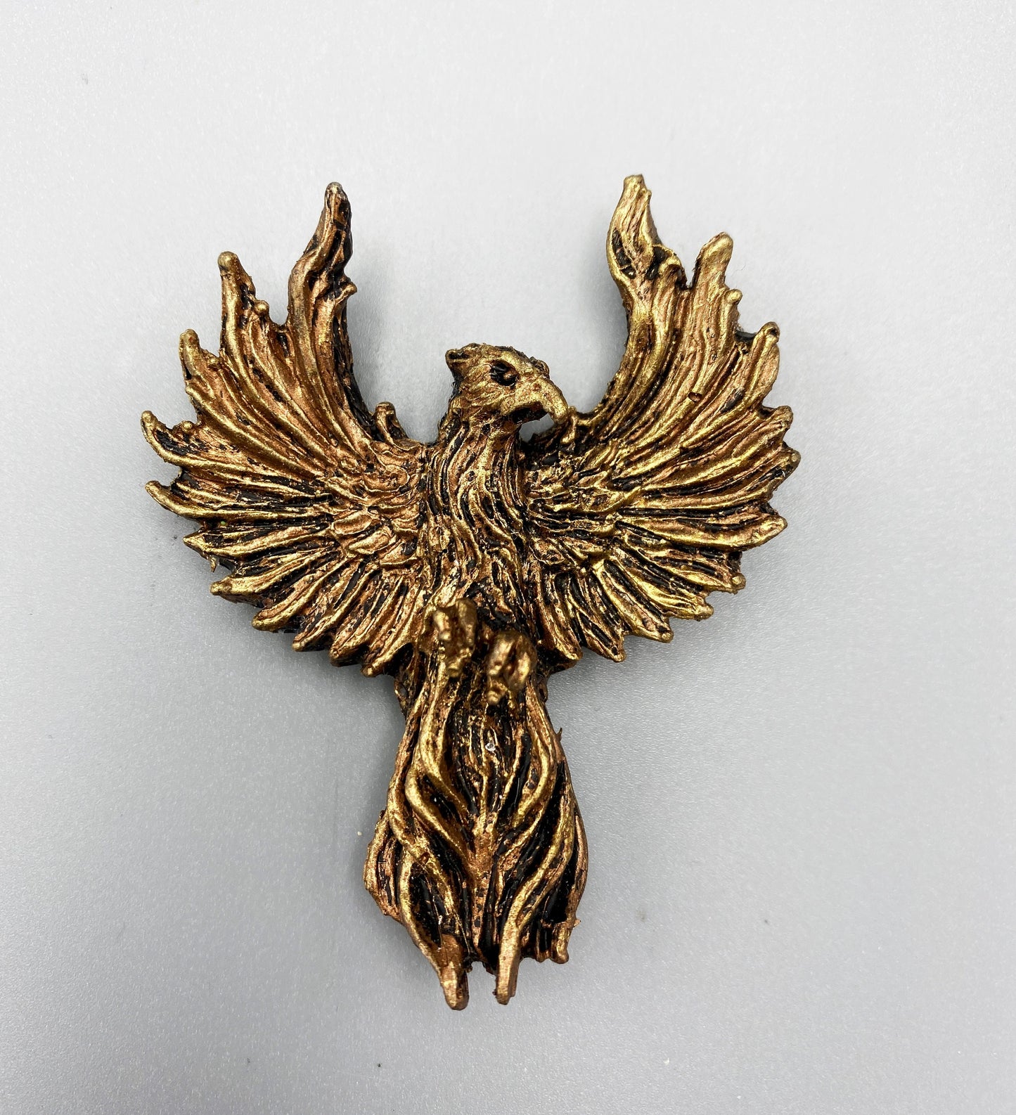 Phoenix Magnet, Hand Painted Resin Sculpture | Mythic Fantasy Decor | Phoenix Magnet for Fantasy and Gothic Decor
