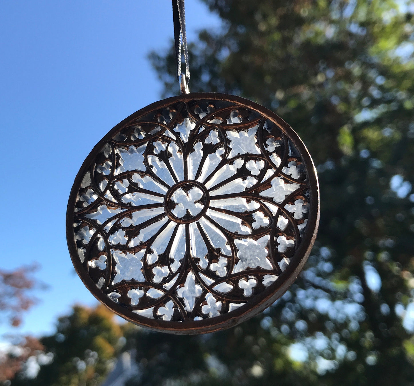 Gothic Cathedral Window Ornament, Translucent | Unique Gothic Home Decor | Resin Medieval Architecture, Gothic Ornament Holiday Decor