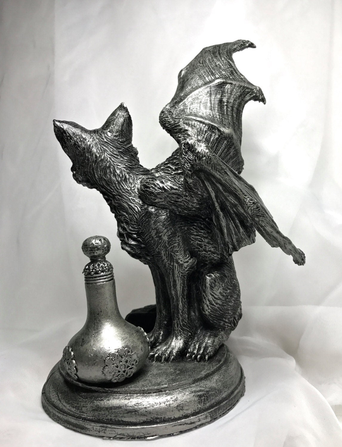 Fairy Cat: Witch’s Familiar Statue, Hand Painted Resin Sculpture | Pagan Folklore Cat Figurine | Witchy Art for Gothic Home Decor