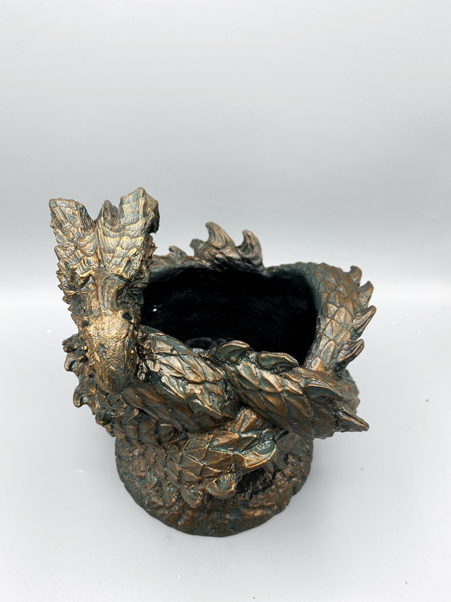 Coiled Dragon Planter, Large Version | Unique Mythic Creature Home Decor | Resin Sculpture Snake Vase, Fantasy Art and Gothic Home Decor
