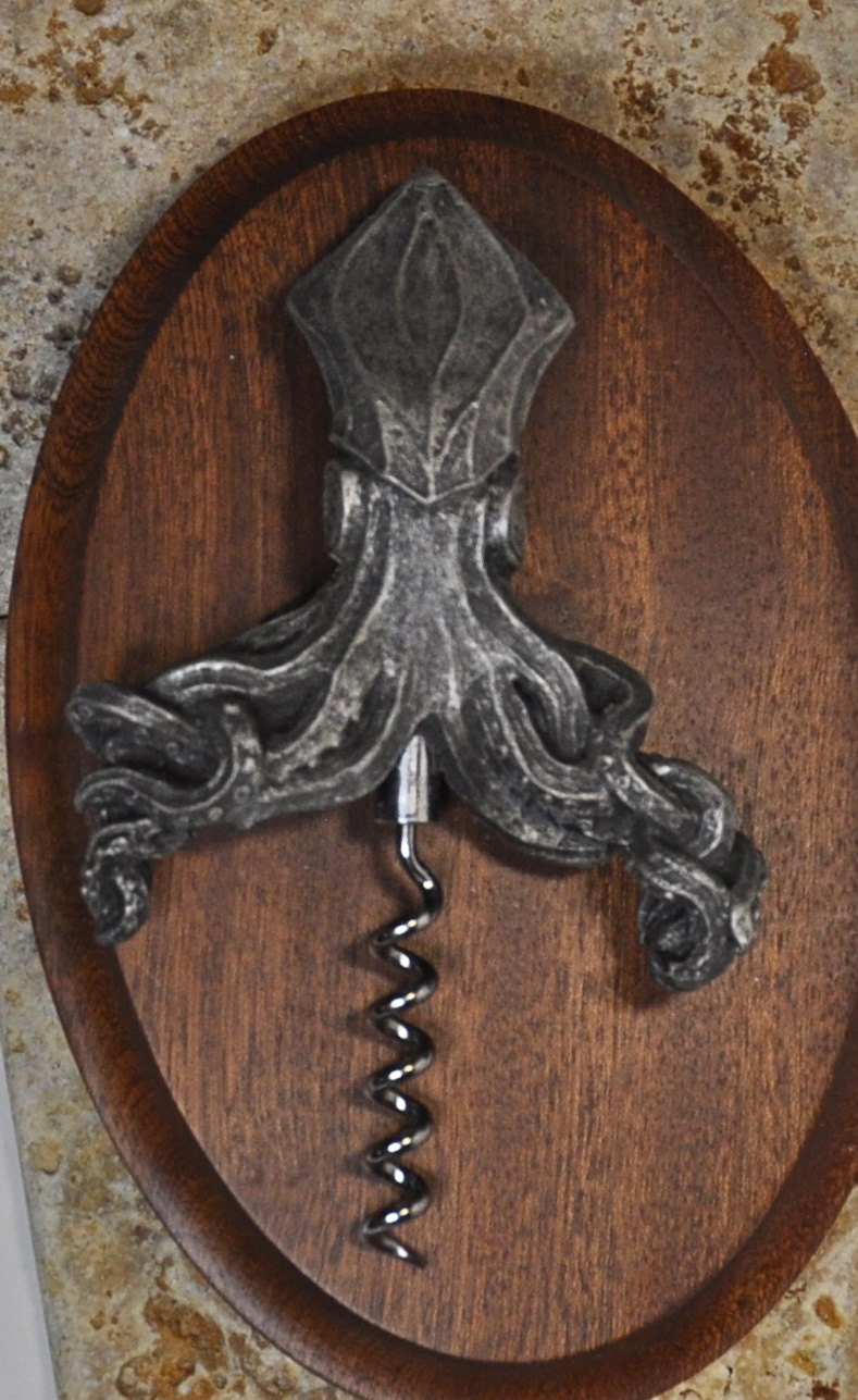 Kraken Squid Corkscrew, Hand Painted Resin | Gothic Nautical Barware | Squid Cthulhu Cork Screw, Gothic Wine and Barware Gift