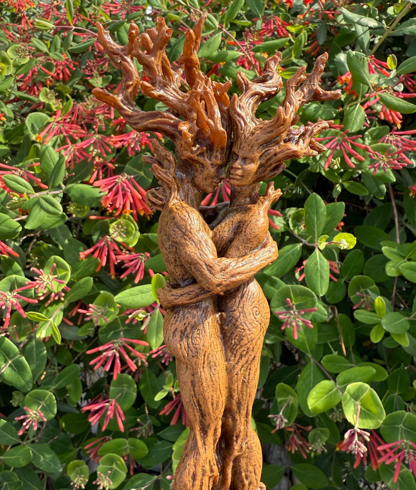 Amor Silvanus: Embracing Dryads Statue, Half Scale | Mythical Forest Creature Figurine | Woodland Tree Spirit Couple, Fantasy Art Home Decor
