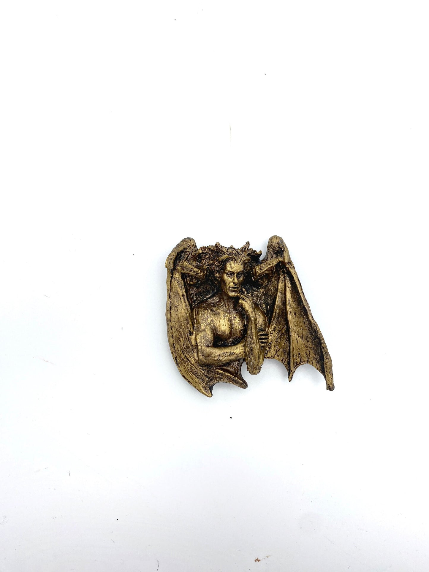 Lucifer Magnet, Hand Painted Resin Sculpture | Mythic Fantasy Decor | Lucifer Devil Demon Magnet for Fantasy and Gothic Decor