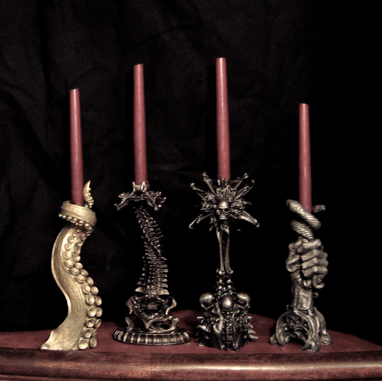 Helix Ossuary Spine Candlestick Holder, Hand Sculpted Resin Sculpture| Spooky Gothic Candle,Spine Candle for Halloween Gift and Gothic Decor