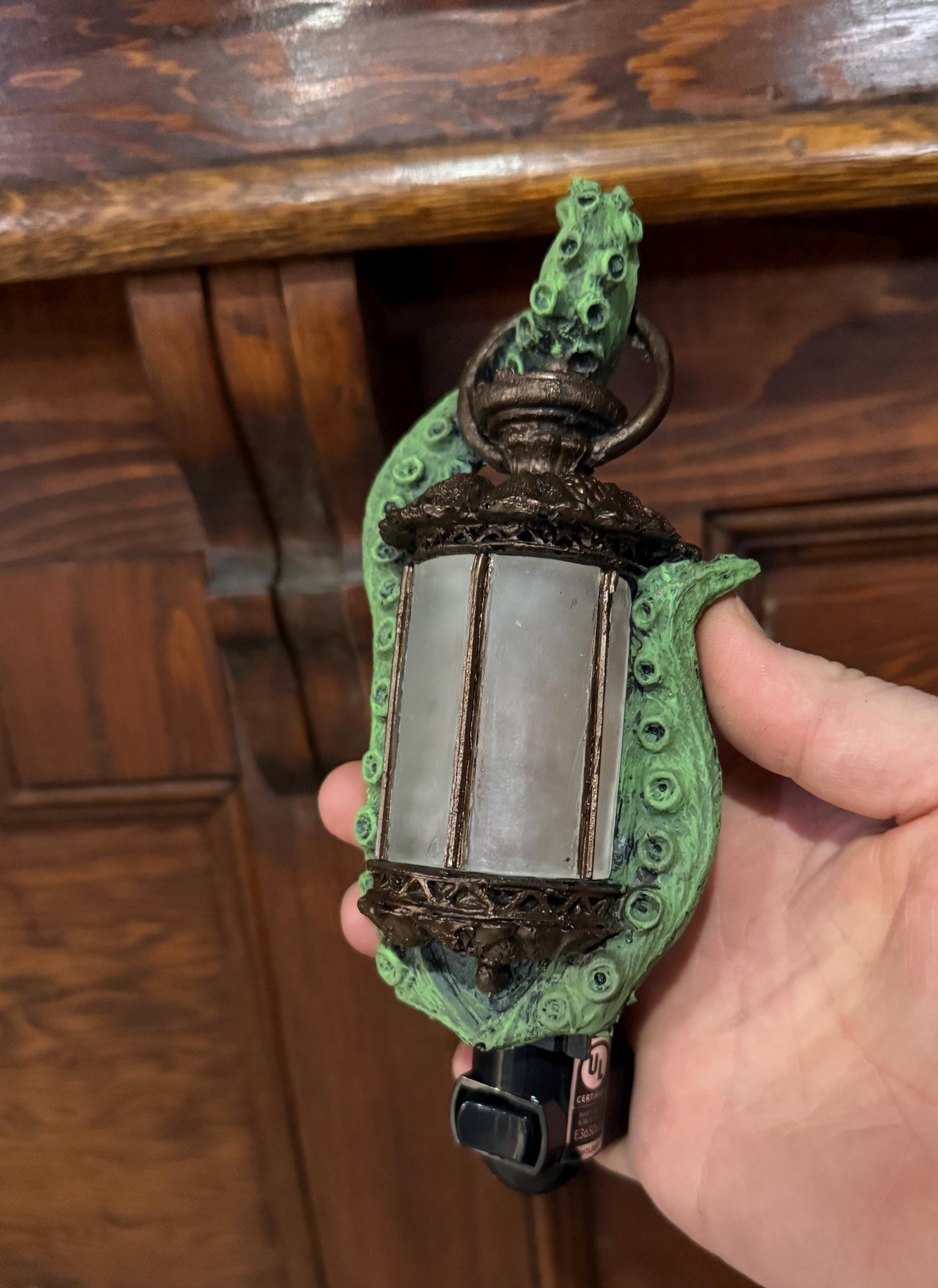 Tentacle Lantern Nightlight, Hand Painted Resin Sculpture | Nautical Gothic Night Light | Octopus Kraken Lighting for Fantasy Home Decor