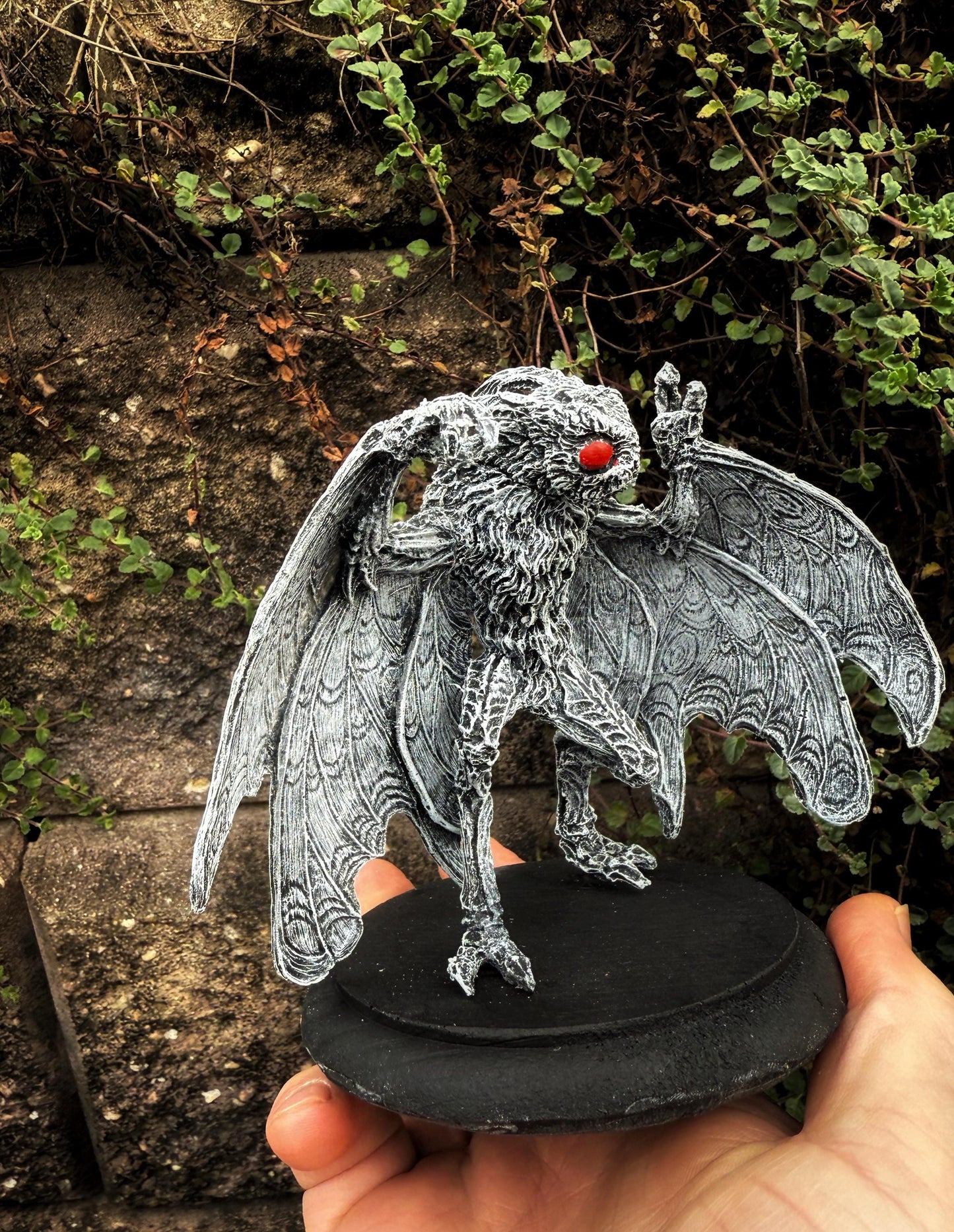 Mothman Statue, Half Scale Resin Sculpture | Cryptozoology Creature Figurine | Urban Legend Moth Man Monster Figurine, Horror Art Decor