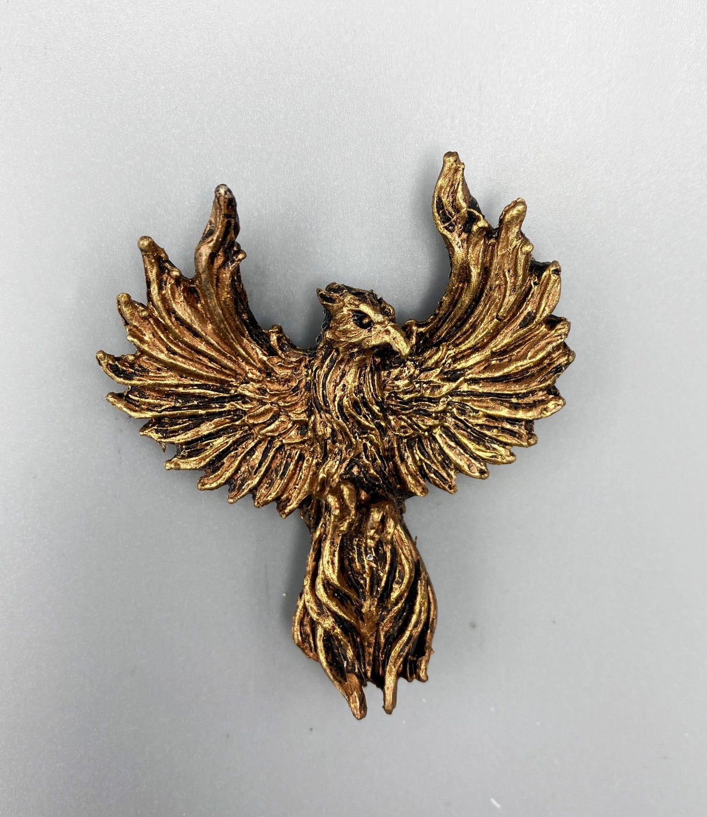 Phoenix Magnet, Hand Painted Resin Sculpture | Mythic Fantasy Decor | Phoenix Magnet for Fantasy and Gothic Decor