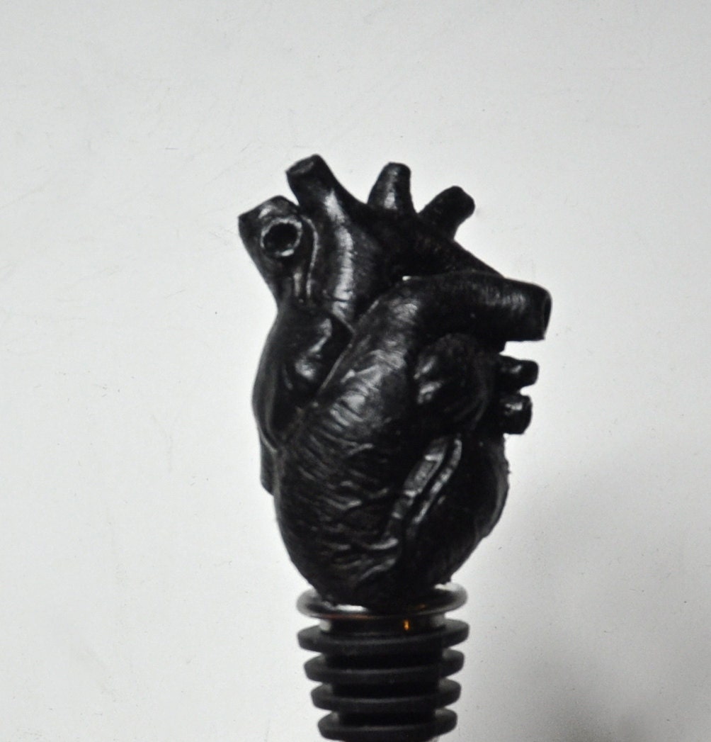 Anatomical Heart Winestopper, Black