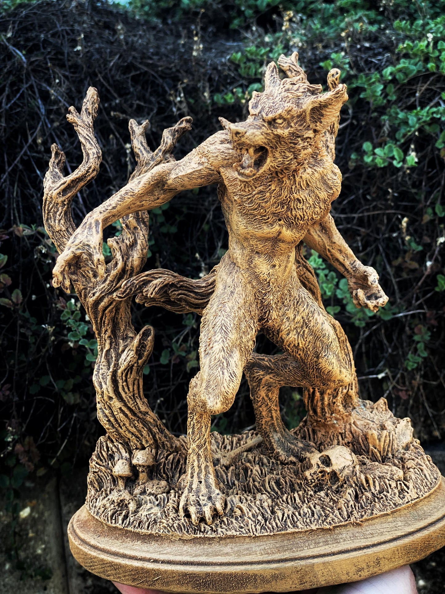 Werewolf Statue, Hand Painted Resin Sculpture | Gothic Halloween Legendary Monster Figurine | Dark Folklore Art for Spooky Home Decor