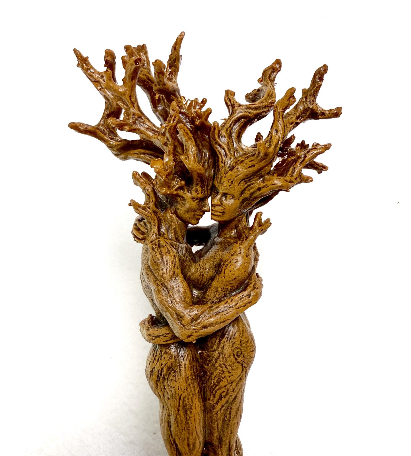 Amor Silvanus: Embracing Dryads Statue, Half Scale | Mythical Forest Creature Figurine | Woodland Tree Spirit Couple, Fantasy Art Home Decor