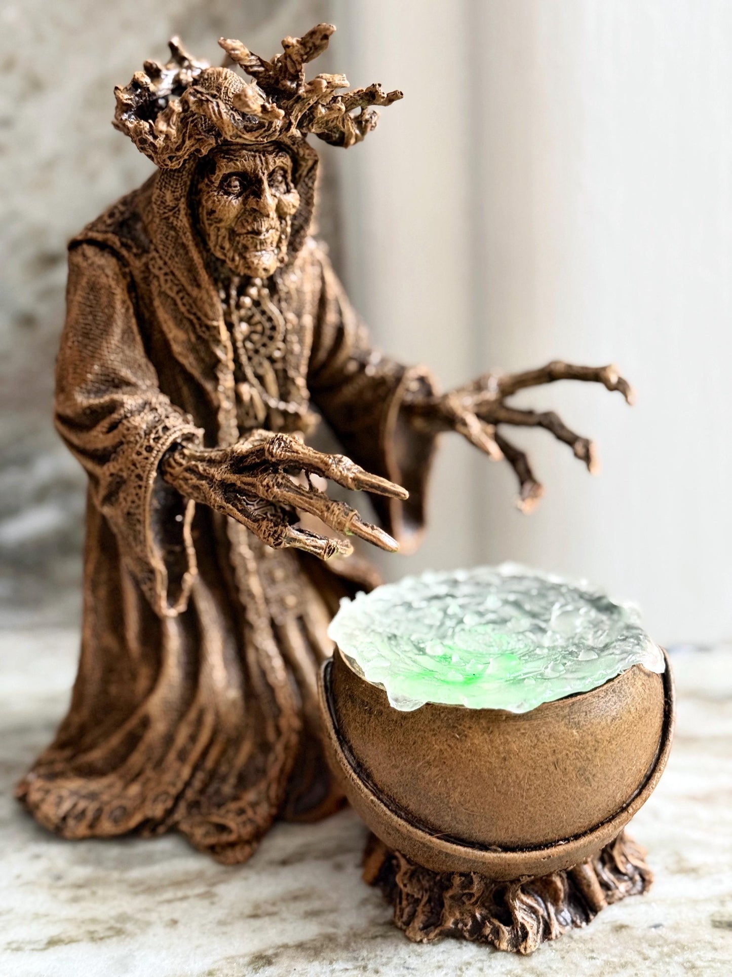 Gryla the Witch Statue, Hand Painted Resin Sculpture | Rustic Folklore Crone Figurine | Spooky Home Decor for Halloween Dark Christmas
